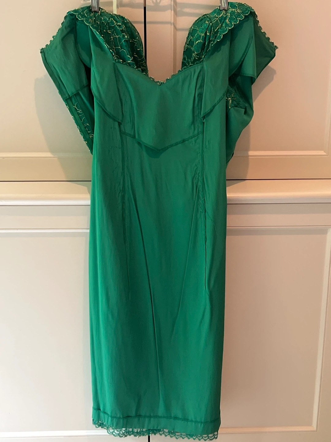 Green Lace Dress with Gold Accents - photo 3