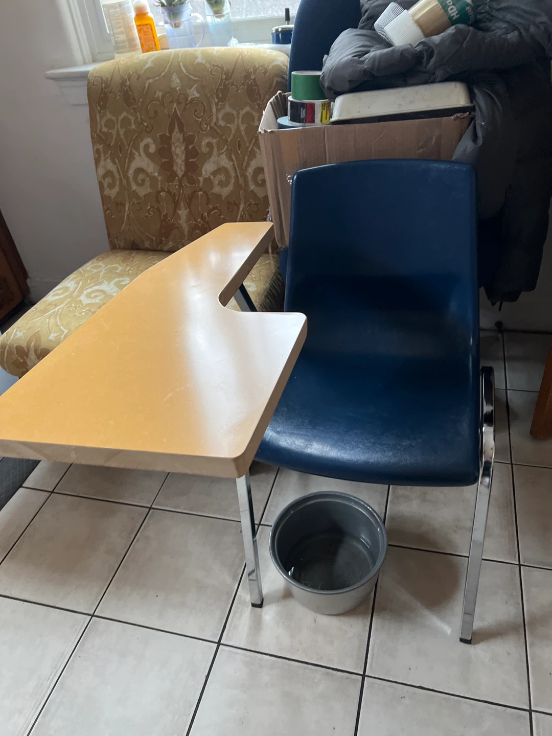 Blue student chair with attached writing tablet - photo 4