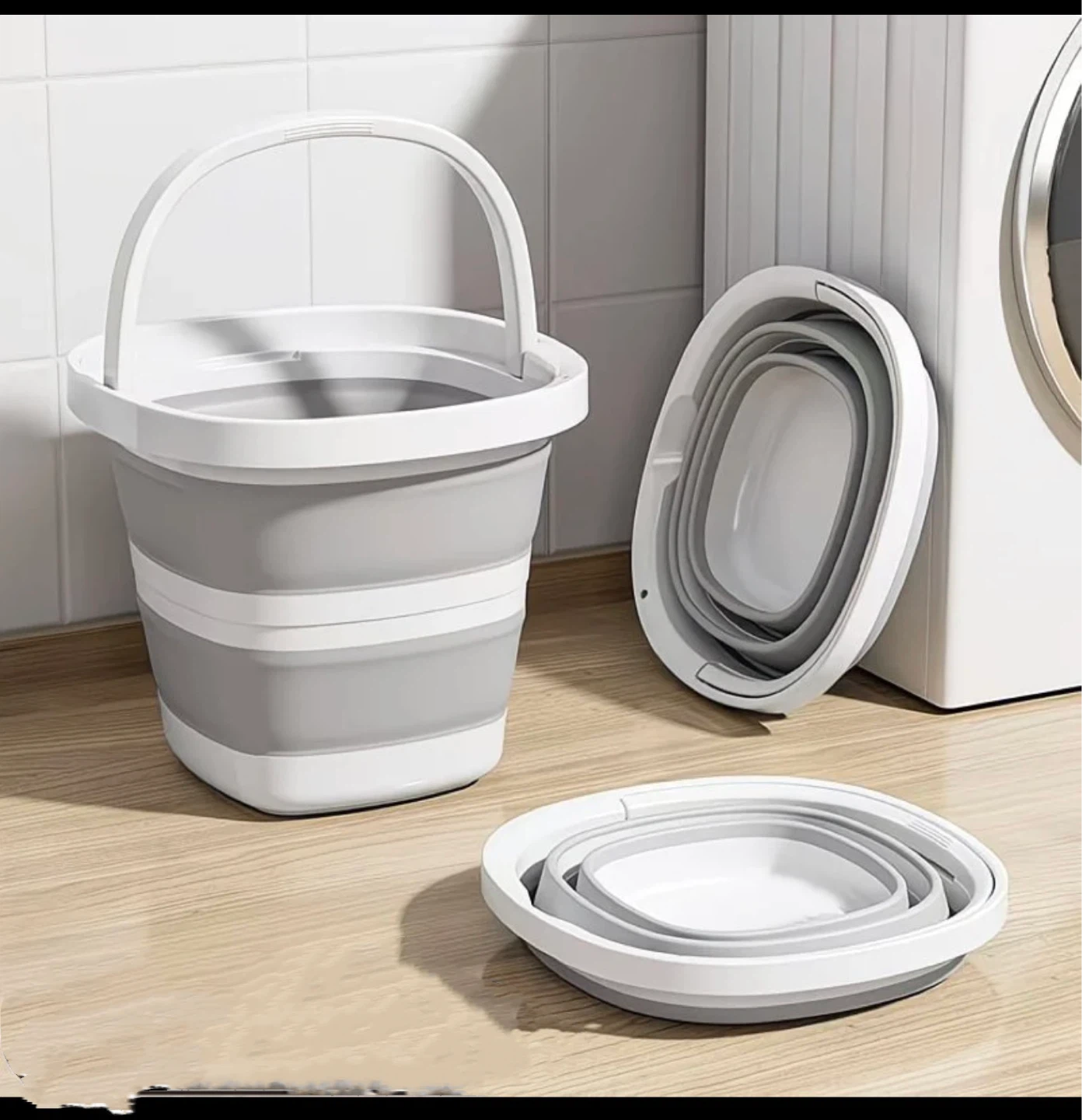 Collapsible Bucket Grey/White