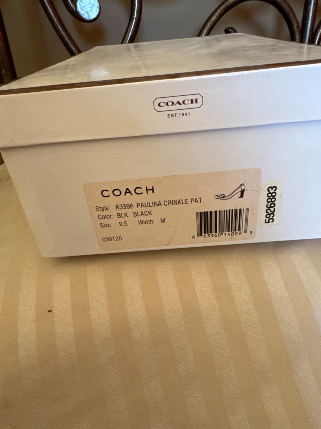 COACH Paulina Crinkle Patent Heels Black Size 9.5 - photo 2
