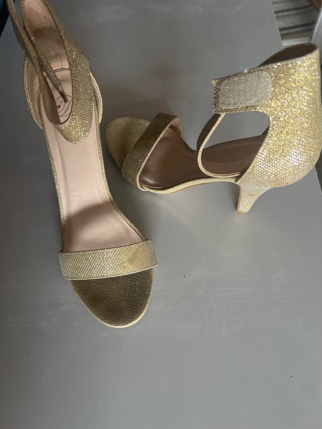 Gold Glitter Heeled Sandals