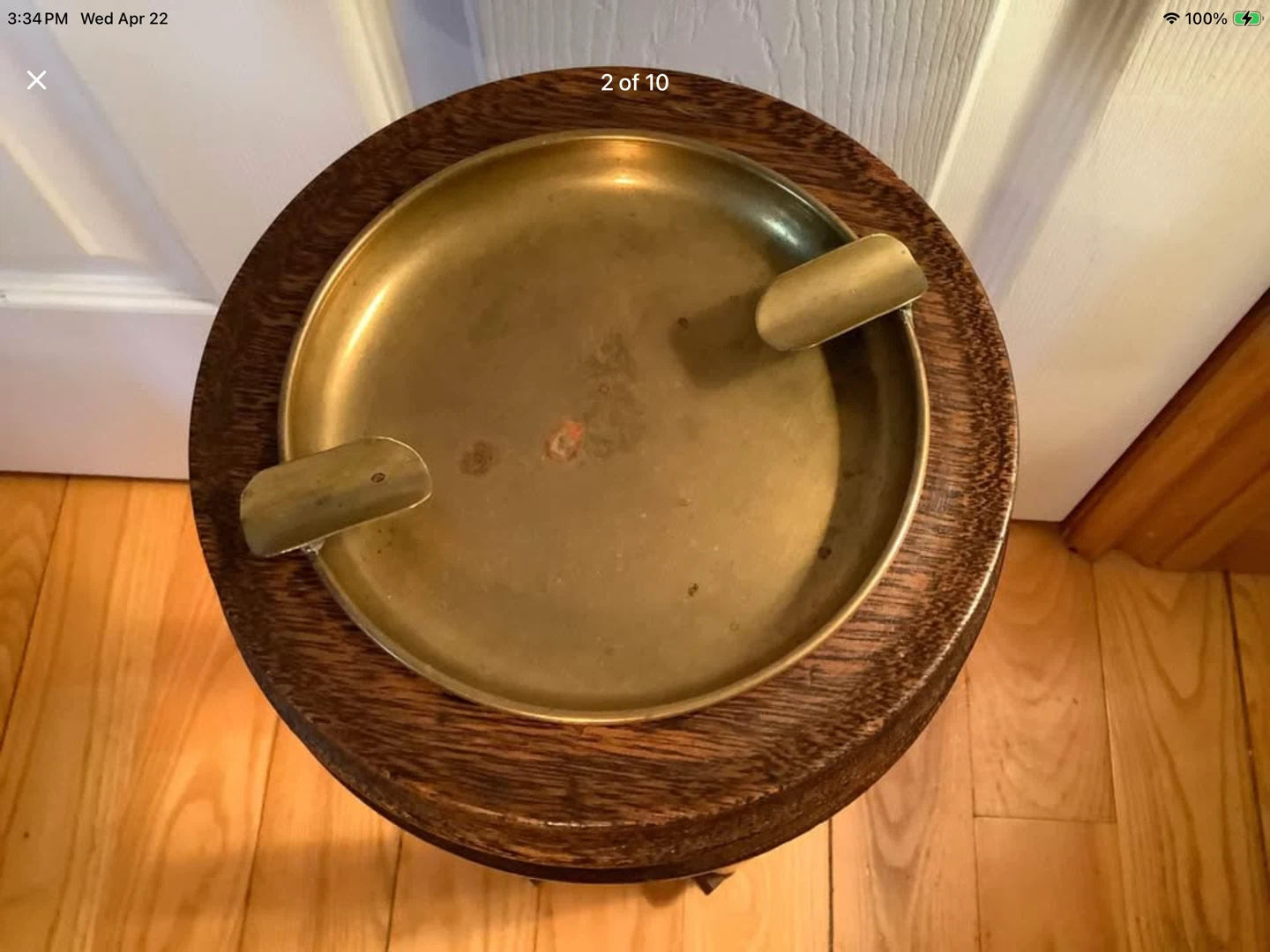 Antique Mahogany Wood Standing Ashtray 🐞 - photo 3