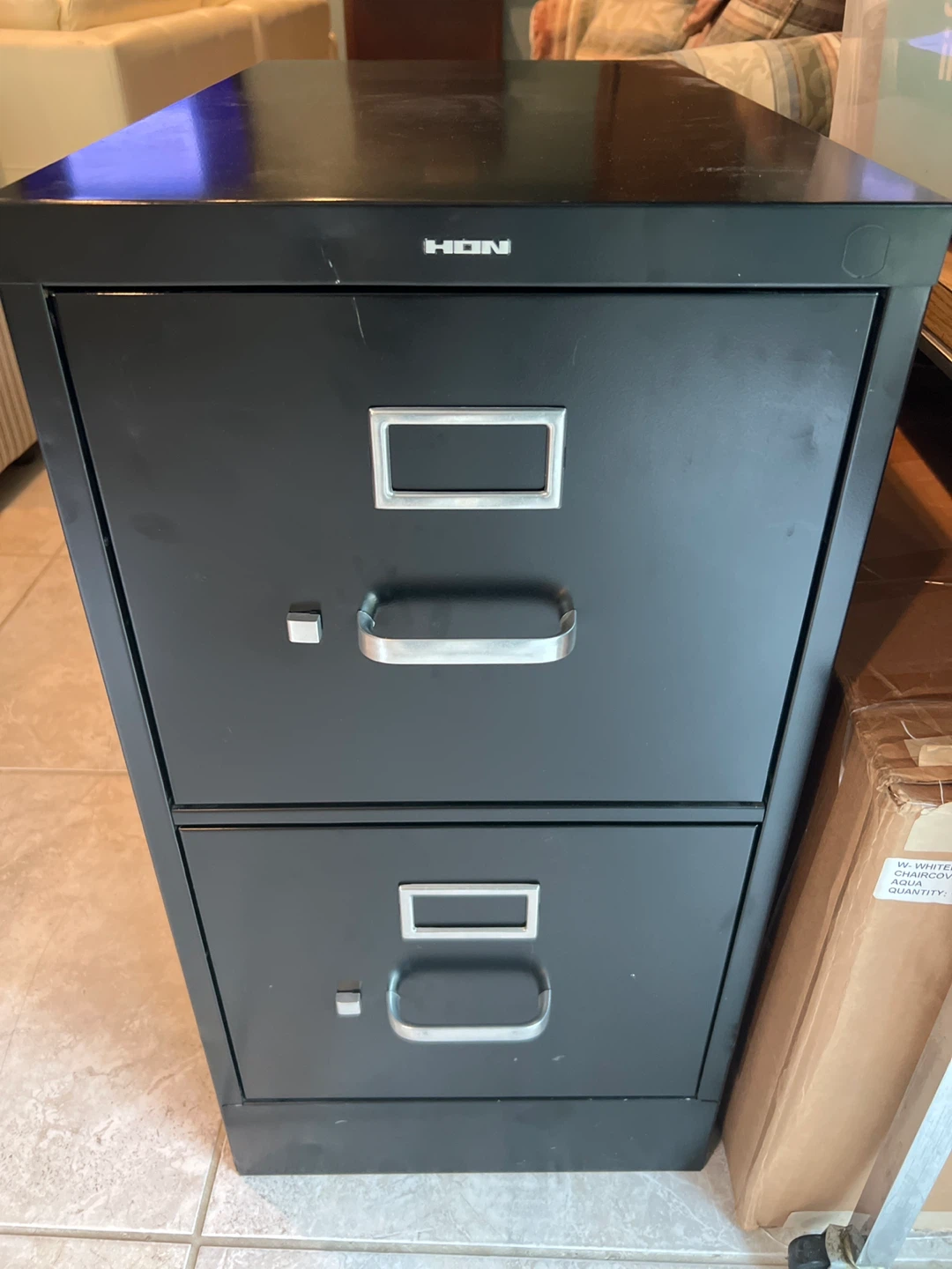 HON 2-Drawer Black Metal Filing Cabinet