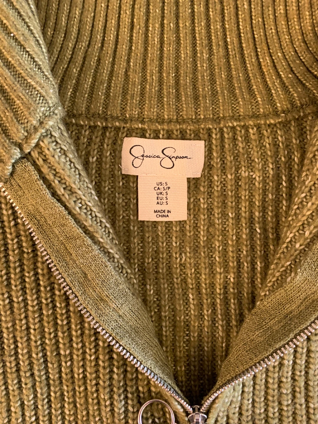 Green Ribbed Half-Zip Sweater - Size S 🌱 - photo 2