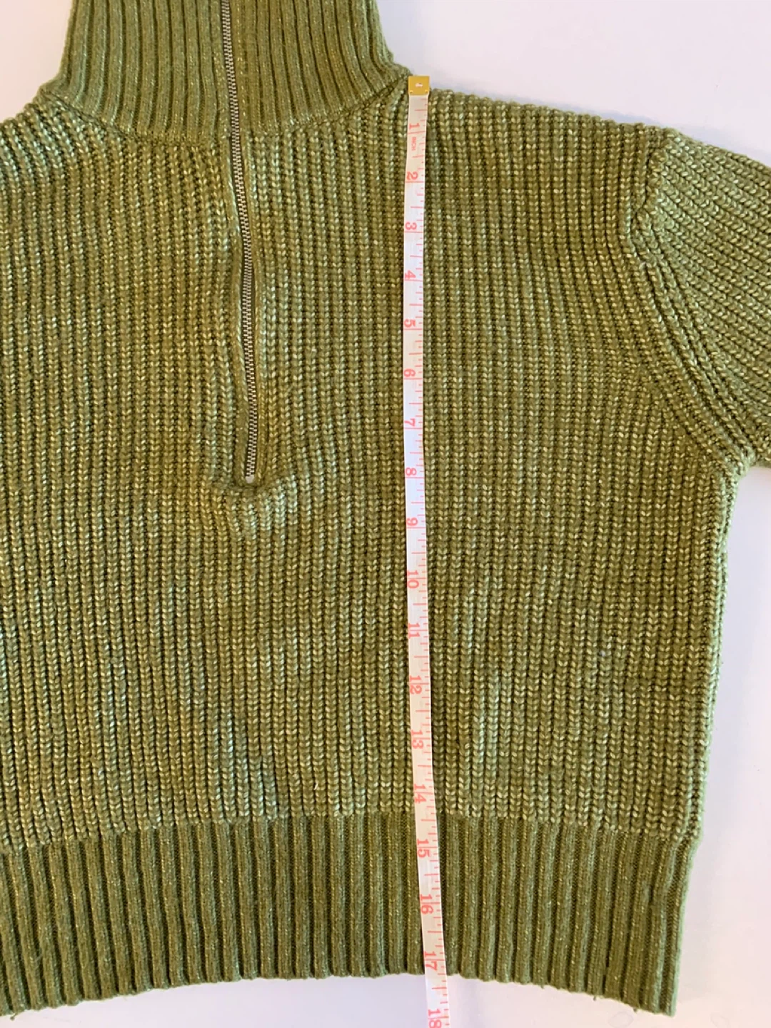 Green Ribbed Half-Zip Sweater - Size S 🌱 - photo 5
