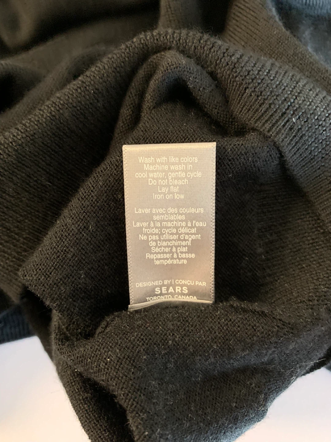 SEARS Men's V-Neck Merino Wool Sweater - Black - L/G 🌱 - photo 5