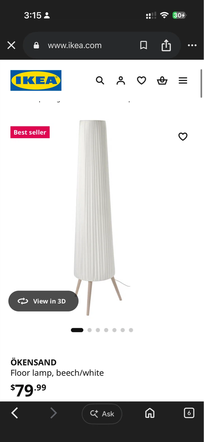 IKEA ÖKENSAND Floor Lamp
