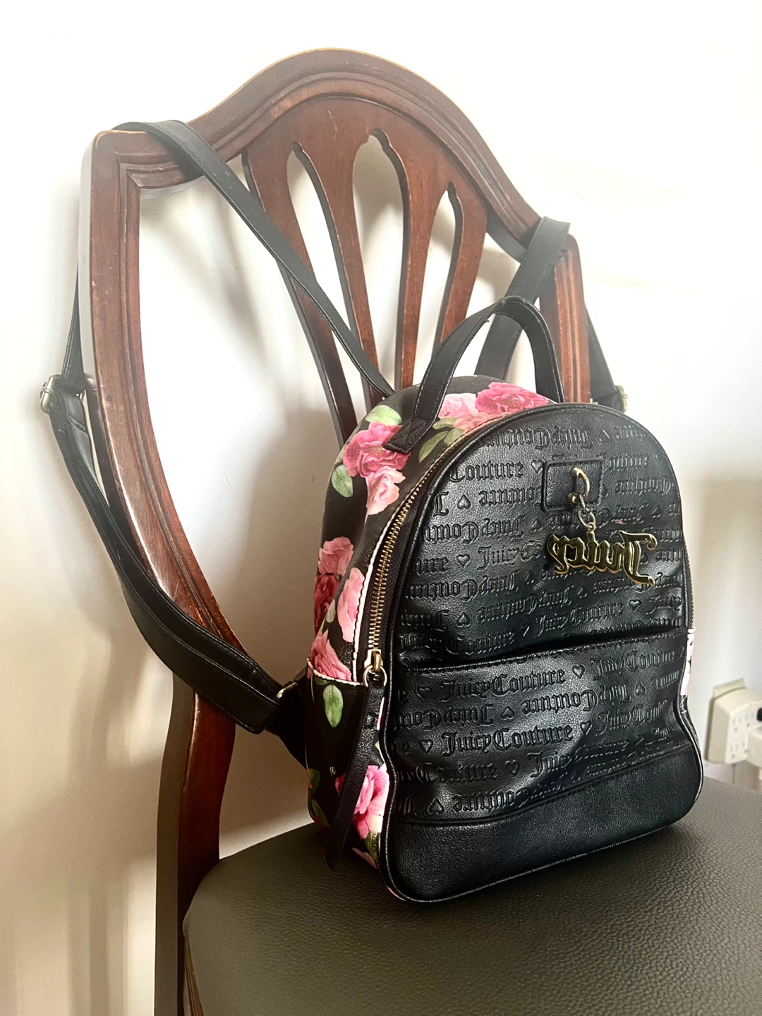 JUICY COUTURE - Roses Floral Design - Black Mini BACKPACK 🌱 - photo 2