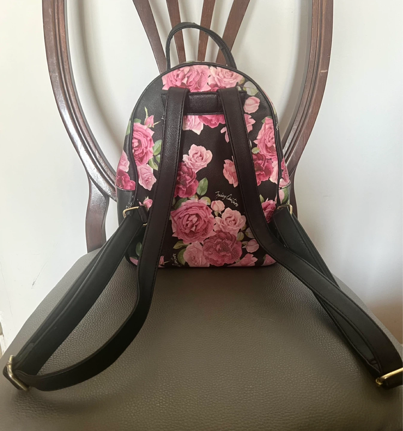 JUICY COUTURE - Roses Floral Design - Black Mini BACKPACK 🌱 - photo 3