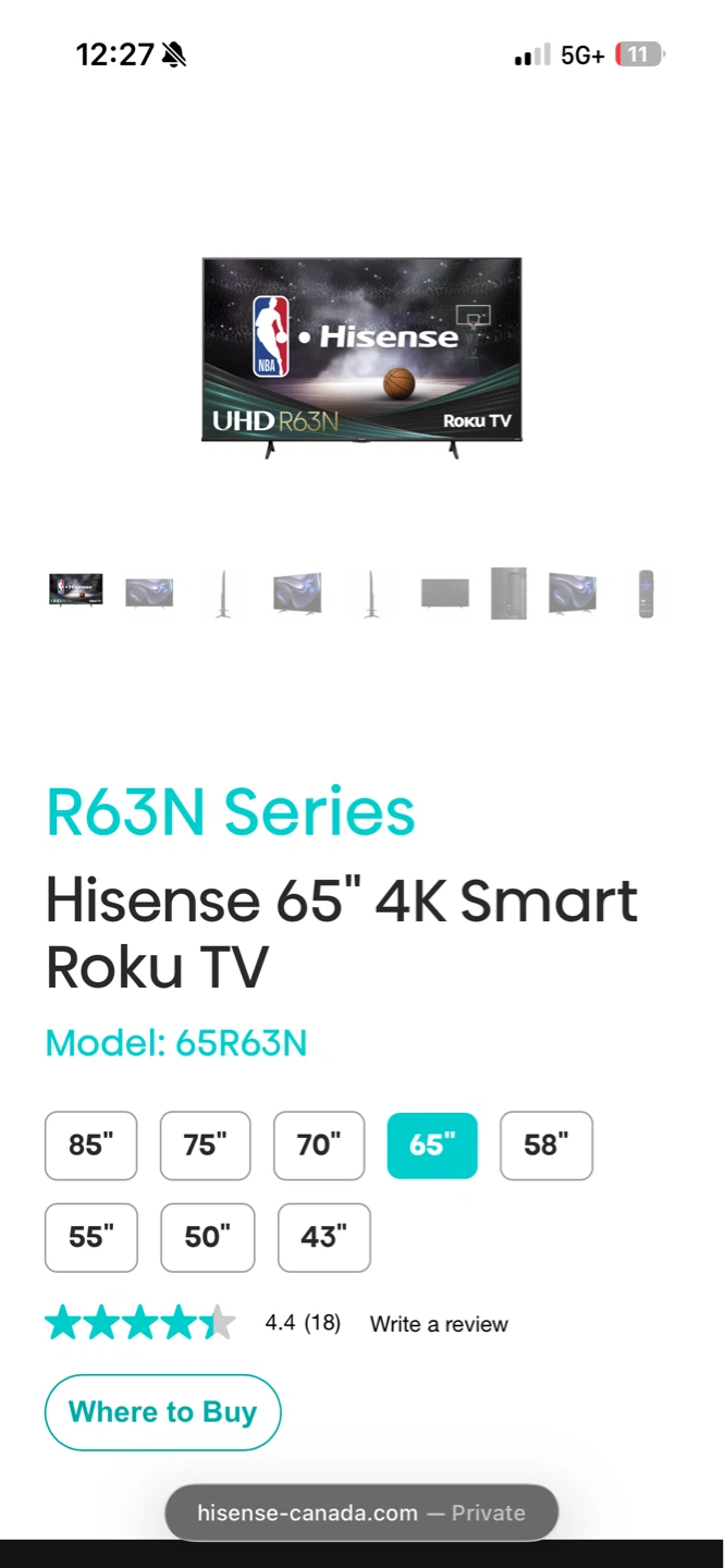 Hisense 65" 4K Smart Roku TV (65R63N) - photo 3