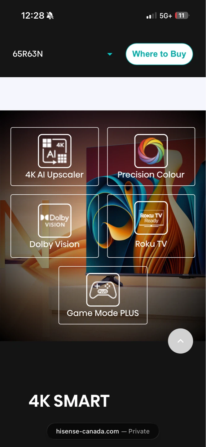 Hisense 65" 4K Smart Roku TV (65R63N) - photo 2