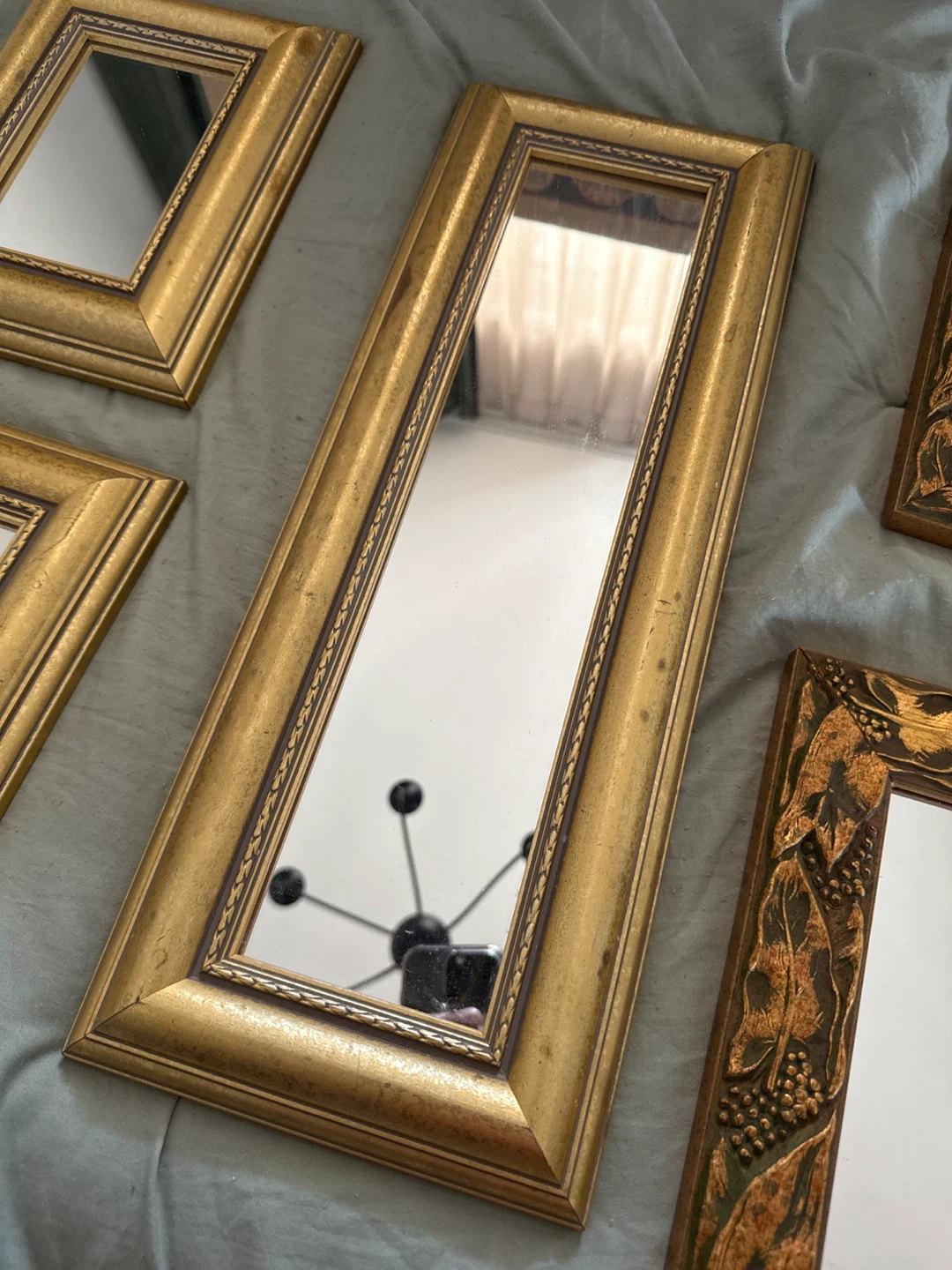 Set of 5 Vintage Decorative Gold Mirrors - photo 4