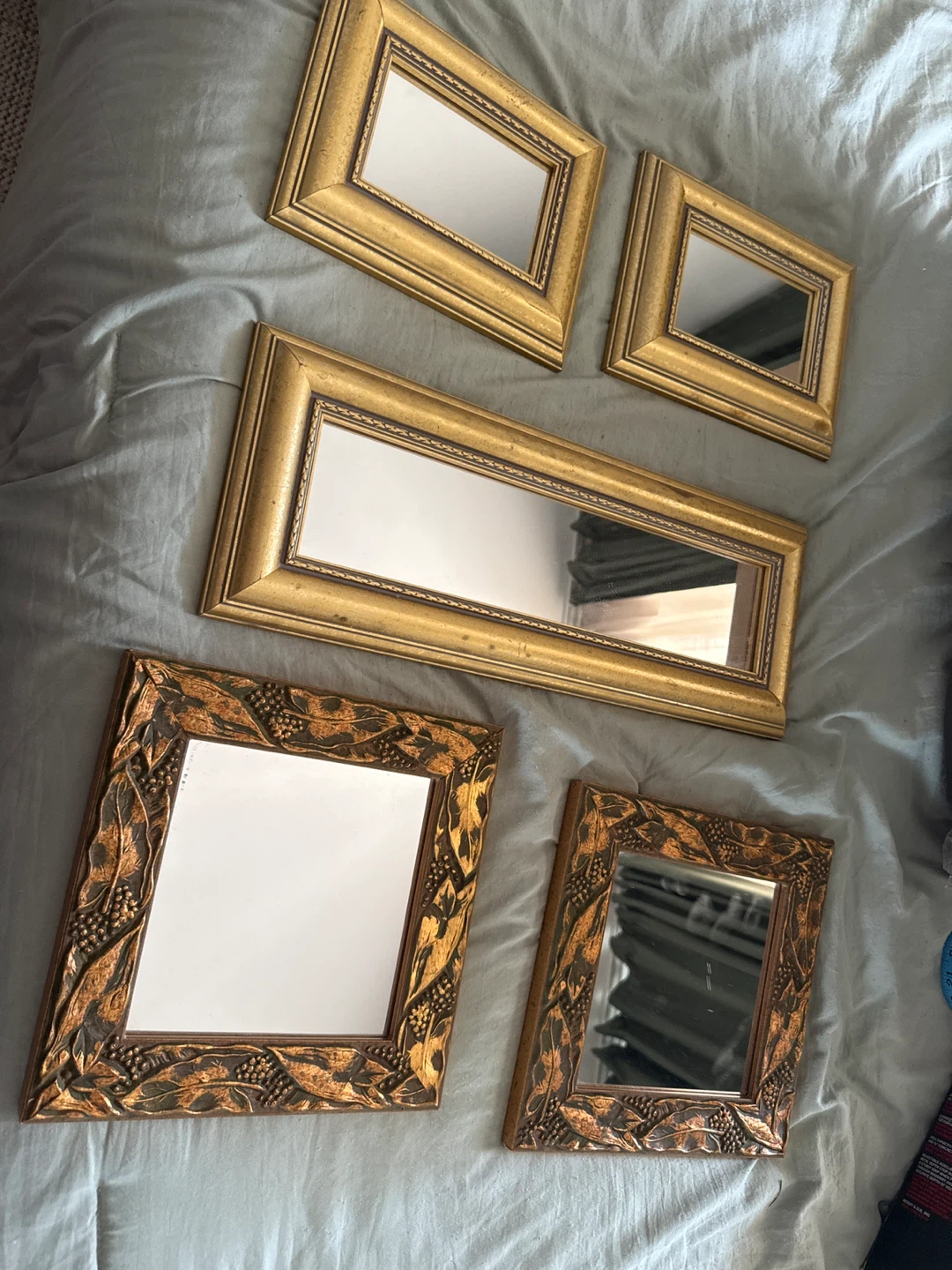 Set of 5 Vintage Decorative Gold Mirrors