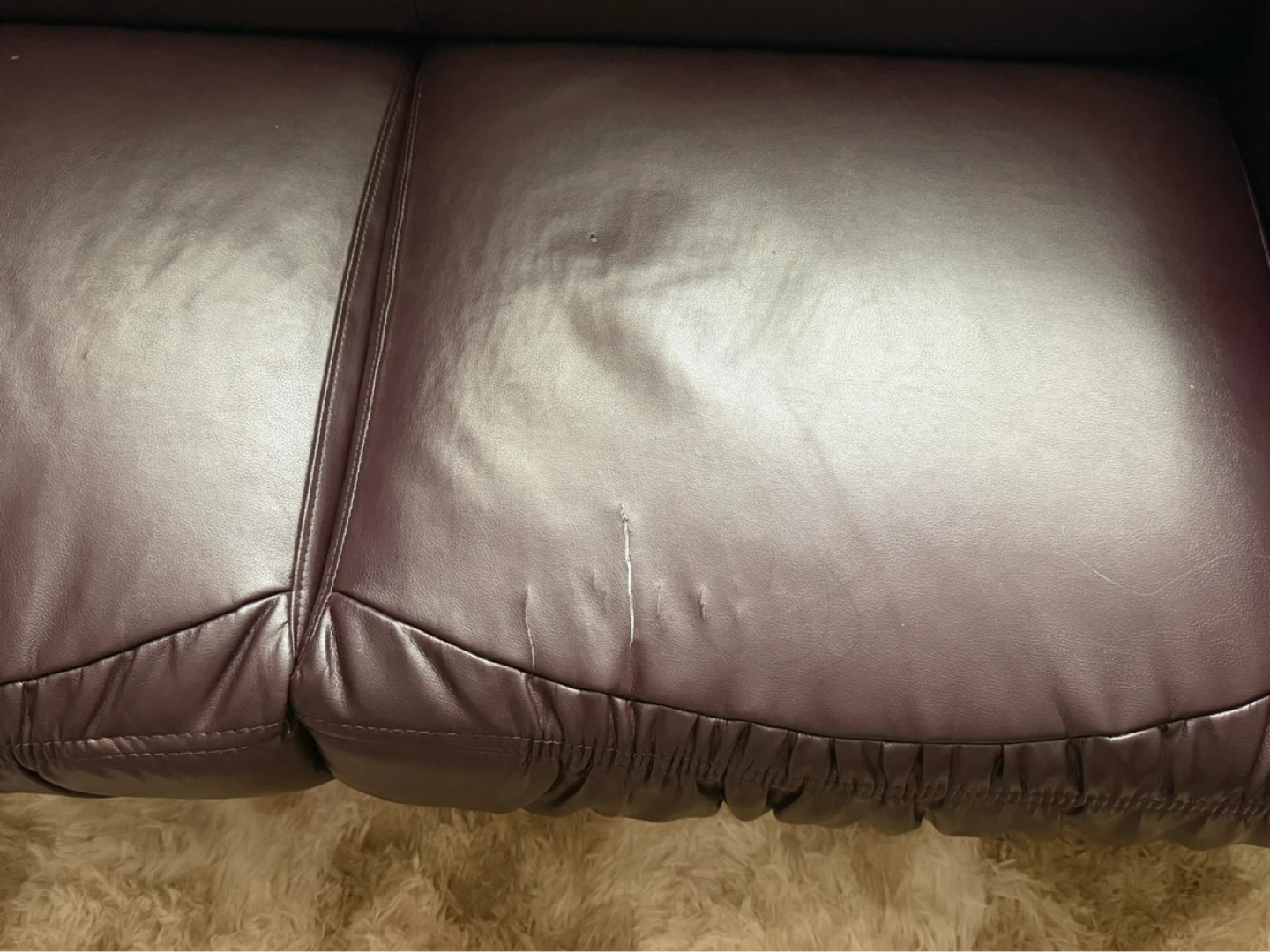 Dark Brown Faux Leather Sofa - photo 3