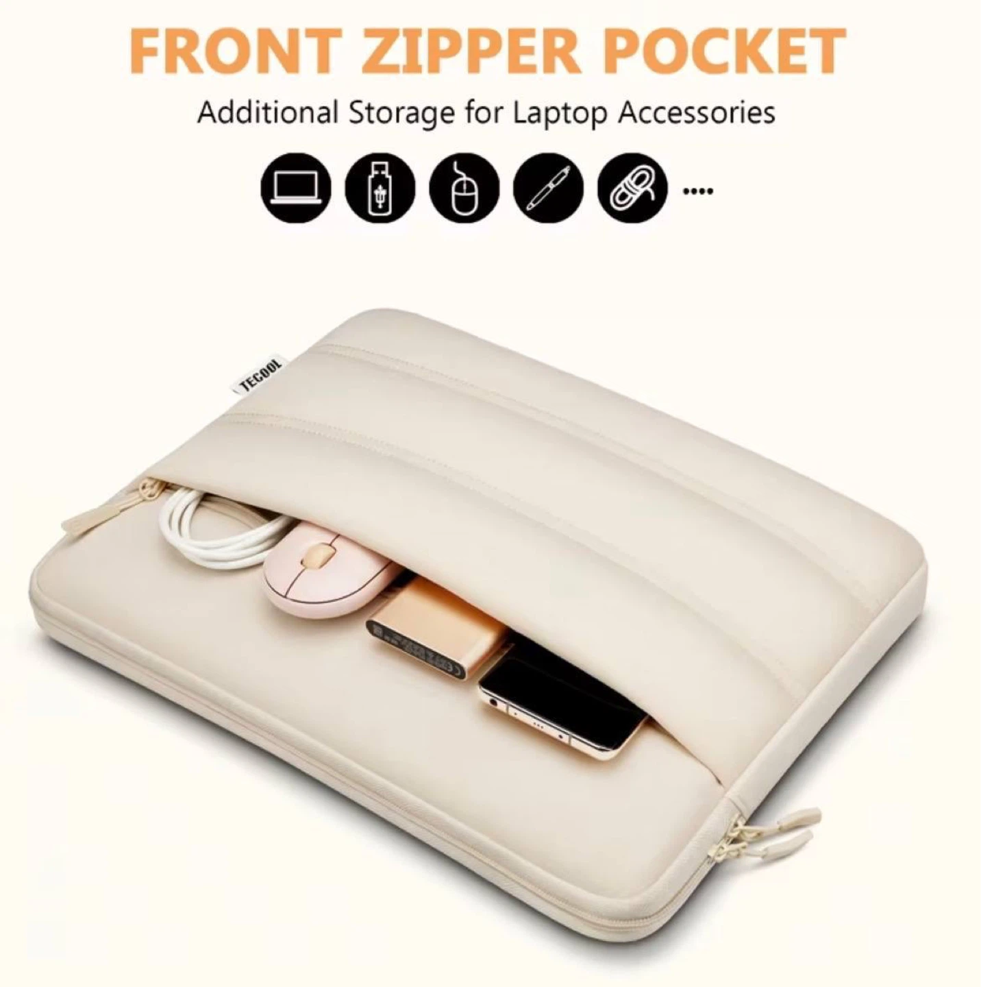 Puffy laptop sleeve 13.5 inch — beige - photo 3