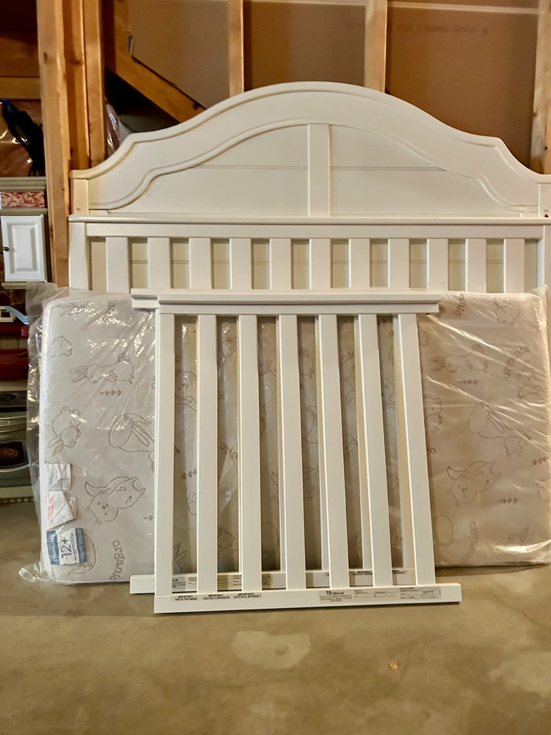 White Convertible Crib with Mattress