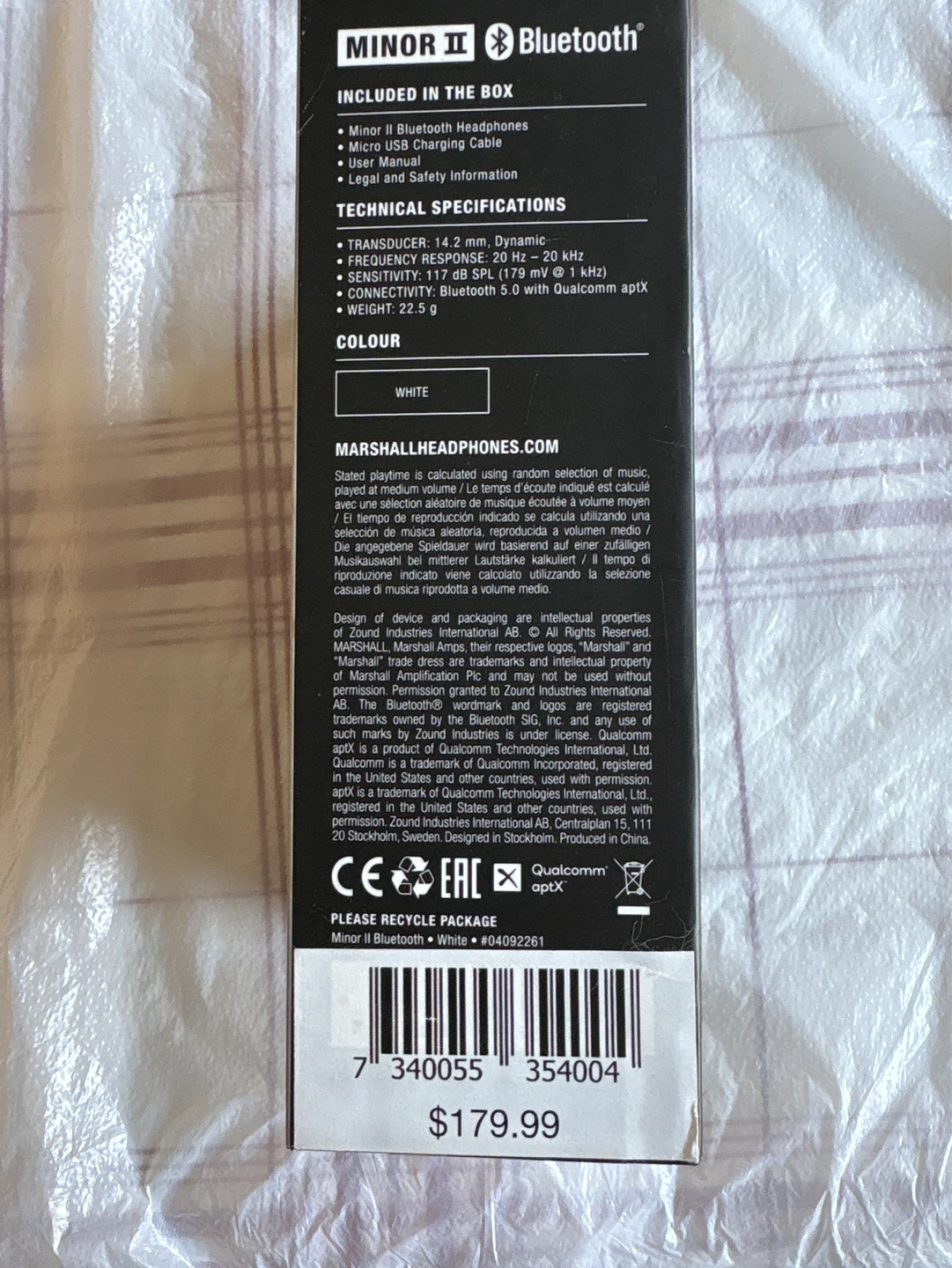 Brand new in box Marshall Minor II Bluetooth Earbuds - White - photo 2