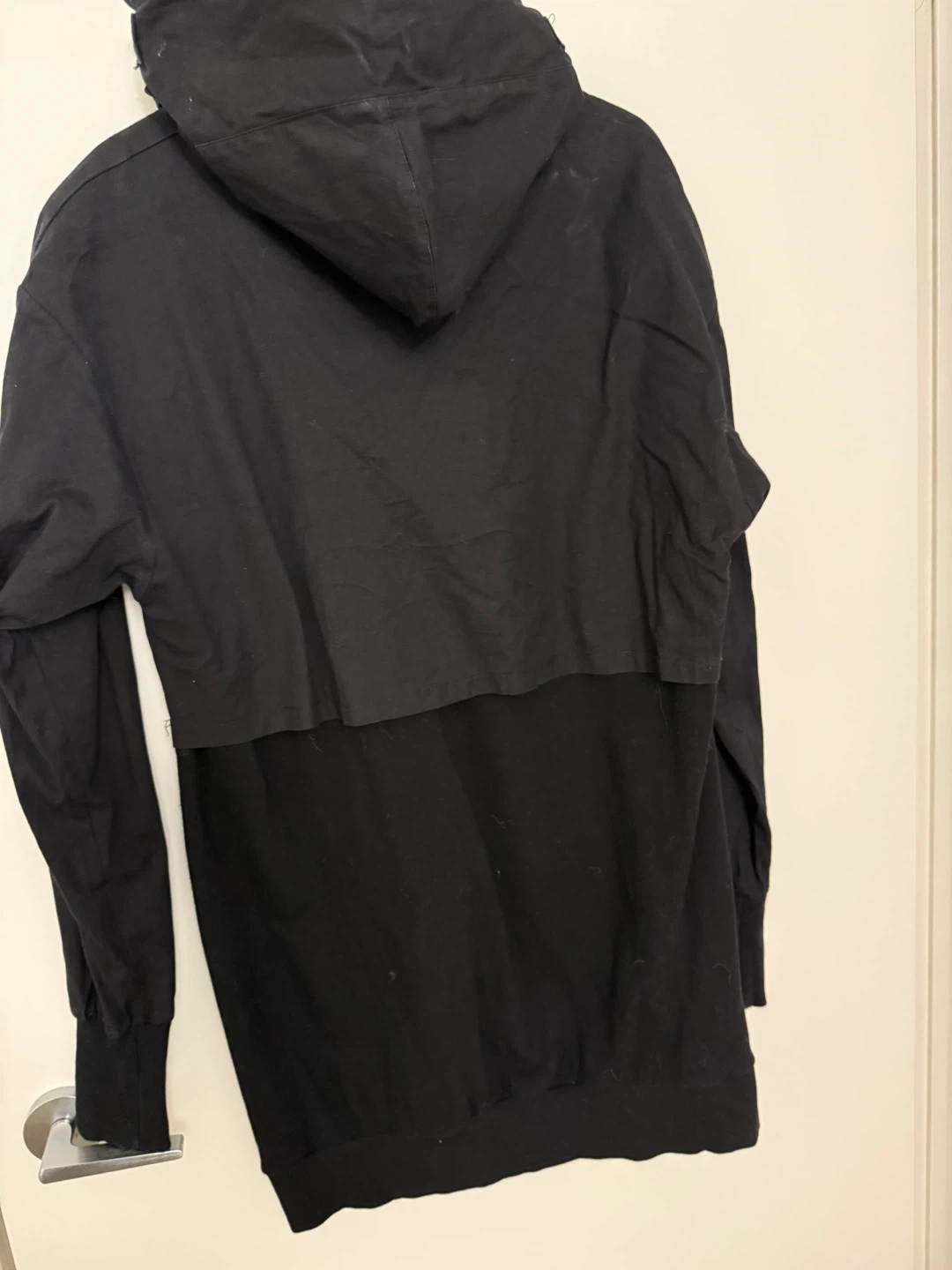 Black hooded sweatshirt with unique layered front design - photo 4