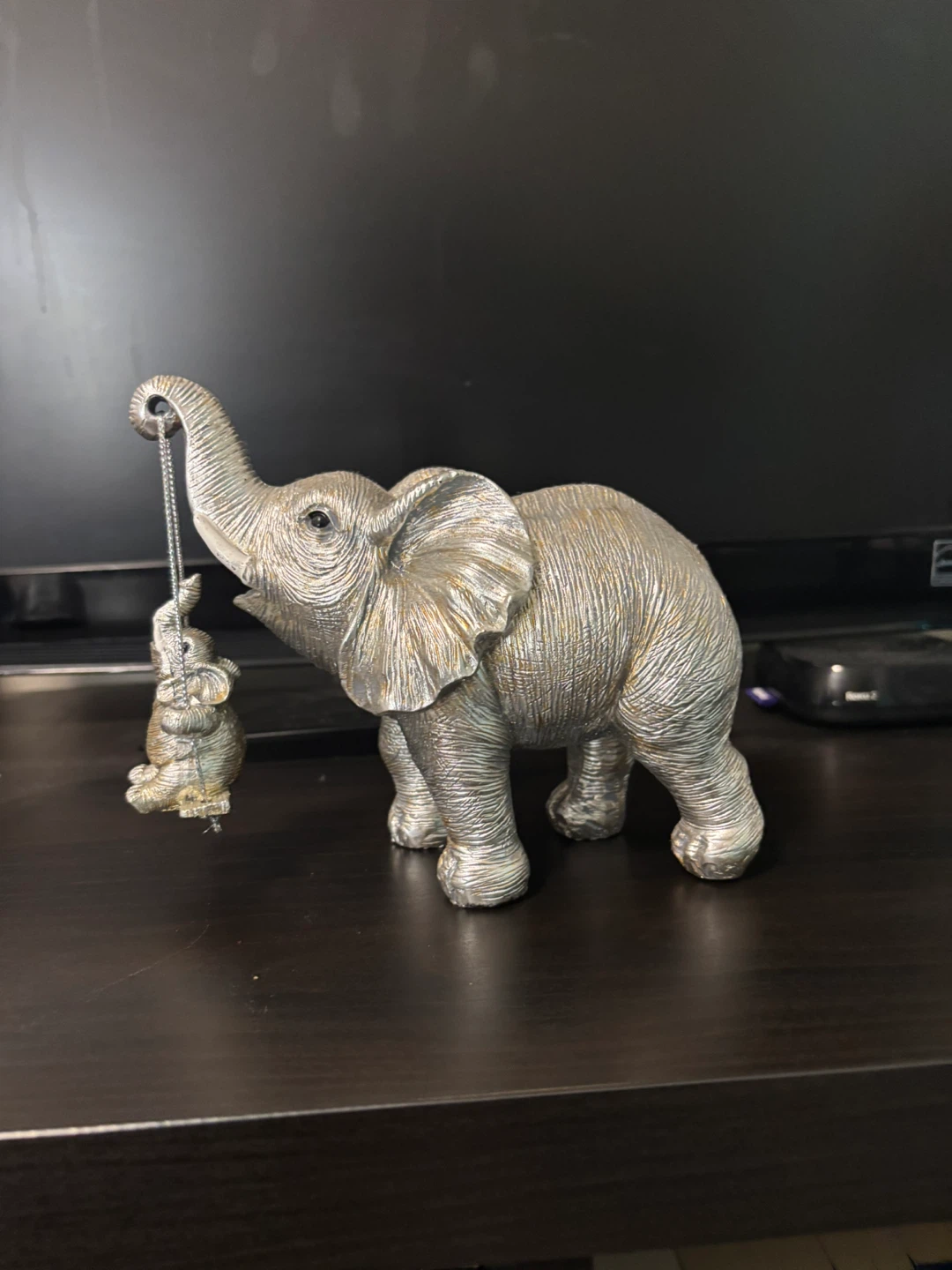 Elephant Figurine with Baby Elephant - photo 2