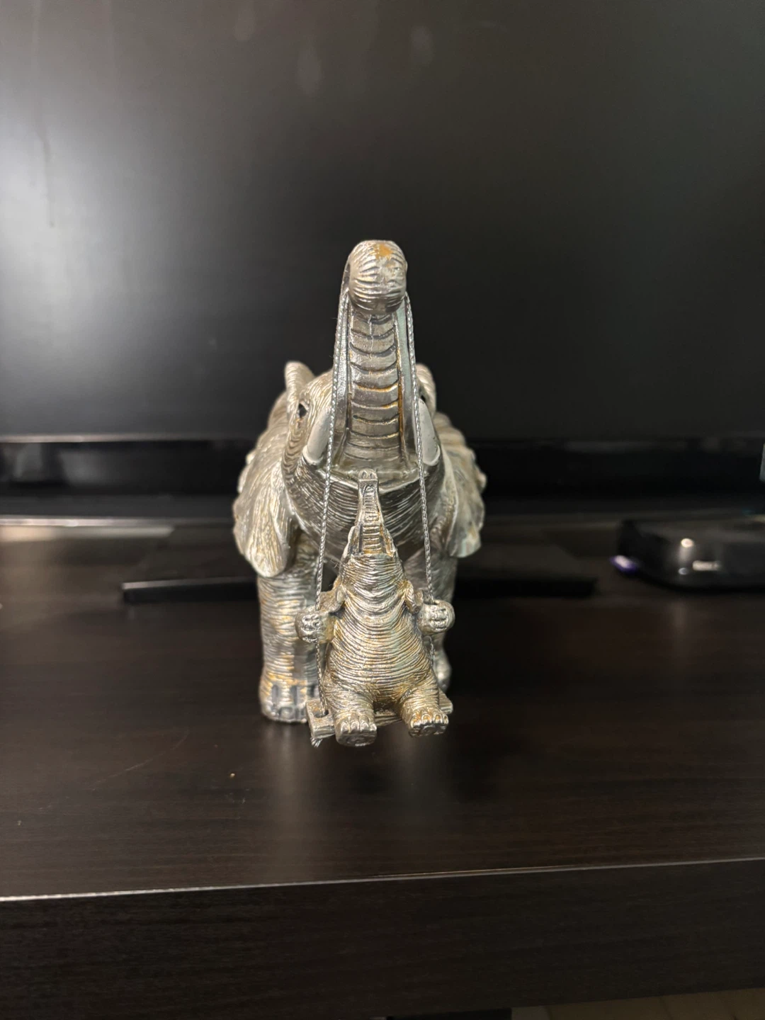 Elephant Figurine with Baby Elephant - photo 3