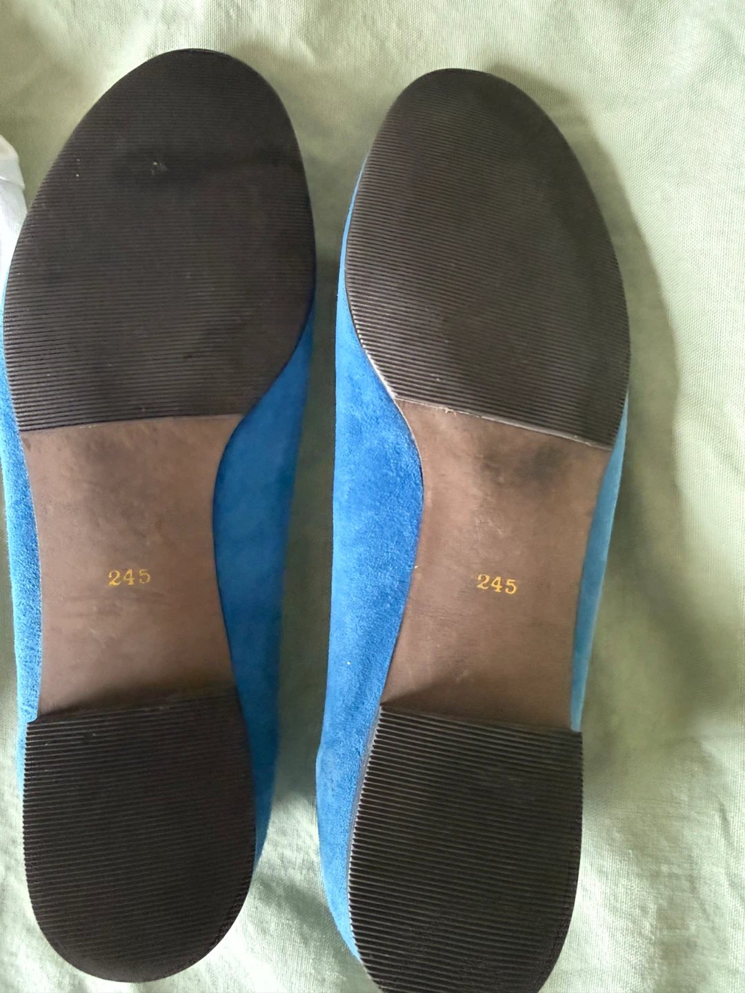 Blue Suede Ballet Flats with Musical Note Detail - Size 245