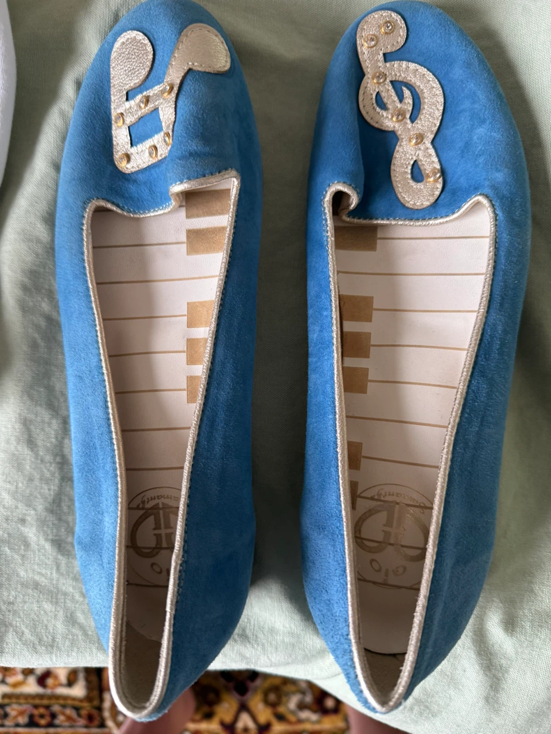 Blue Suede Ballet Flats with Musical Note Detail - Size 245 - photo 2