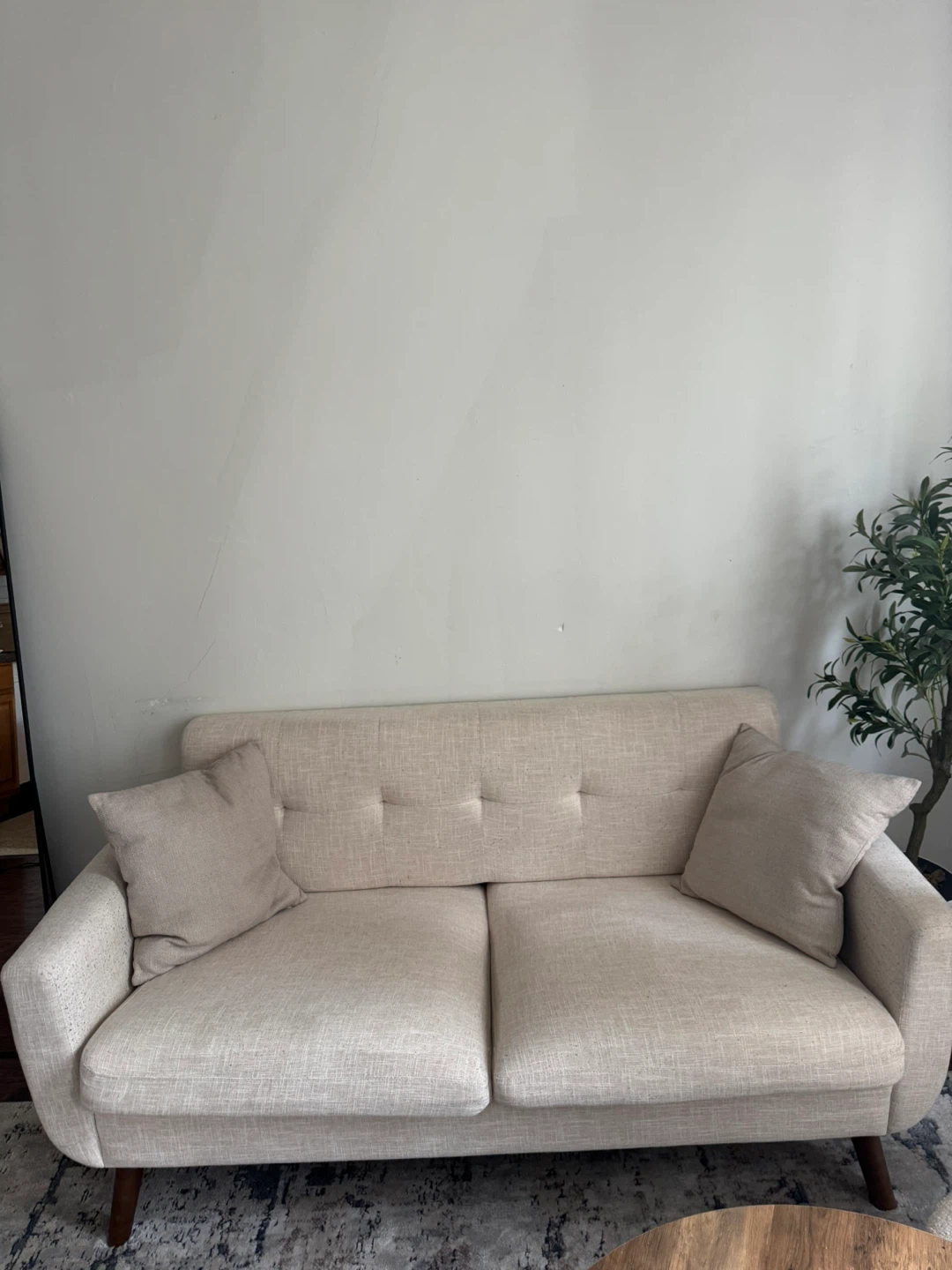 Beige Loveseat Sofa with Tufted Back - photo 4