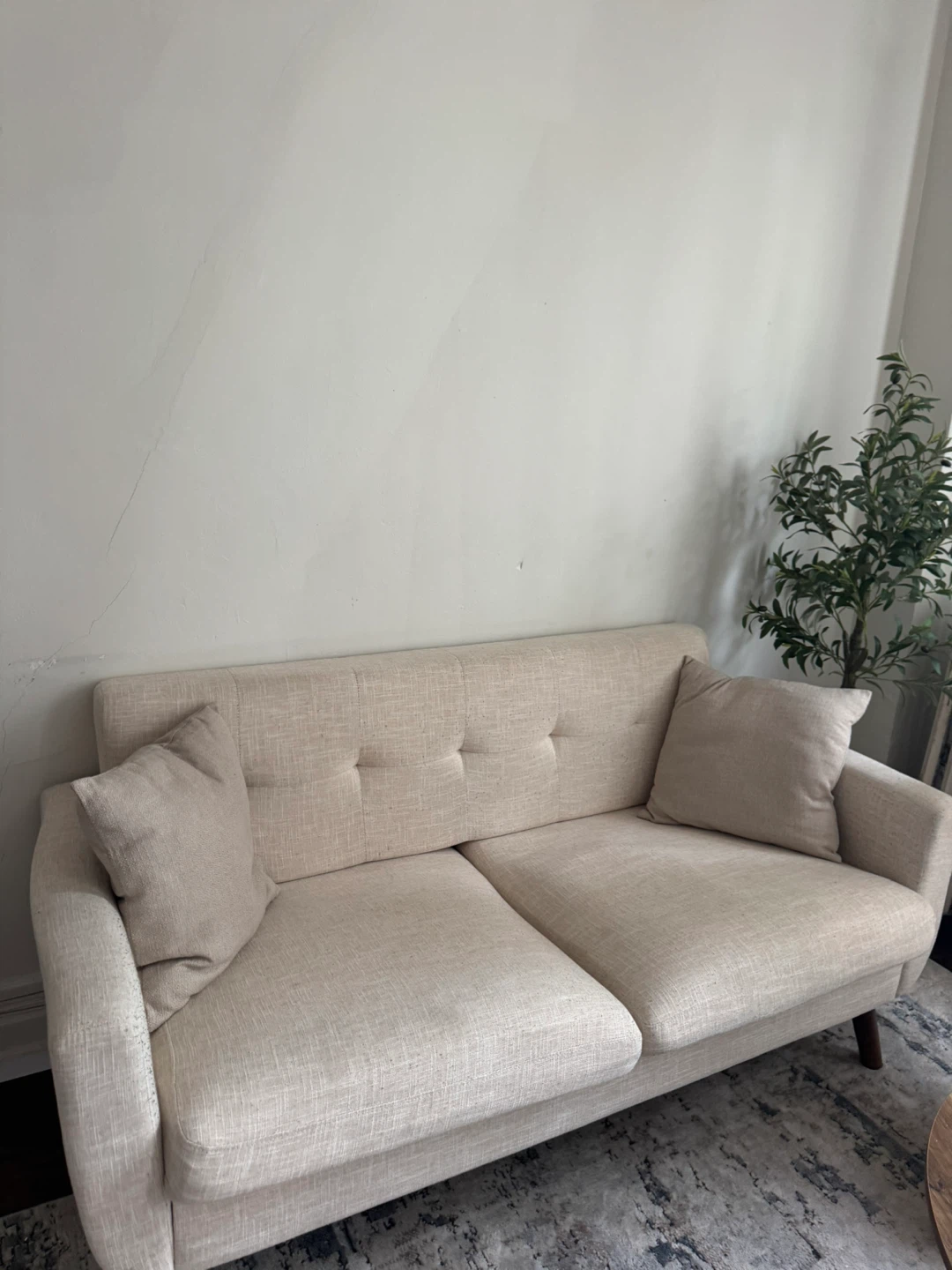 Beige Loveseat Sofa with Tufted Back - photo 2