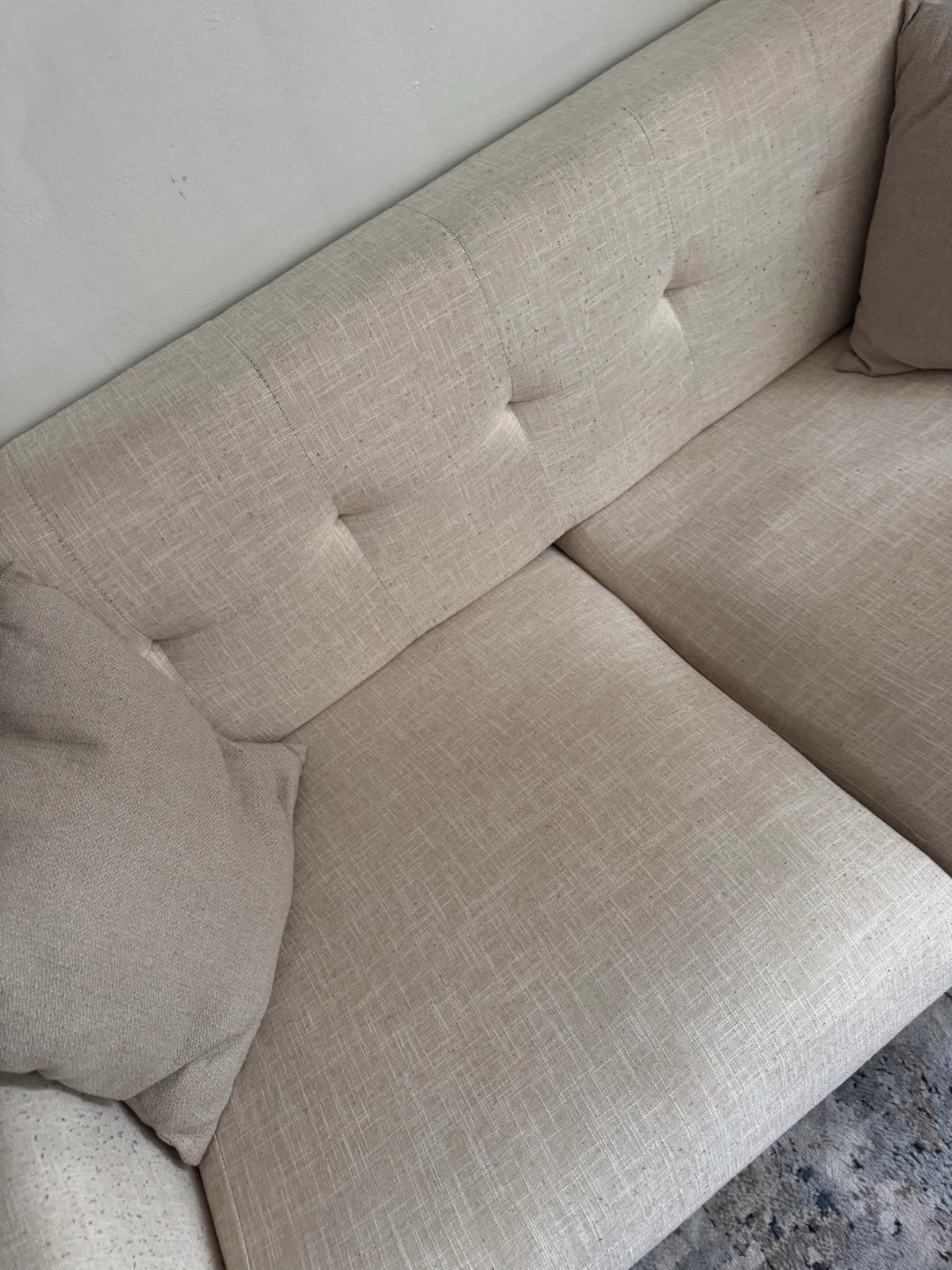 Beige Loveseat Sofa with Tufted Back - photo 3