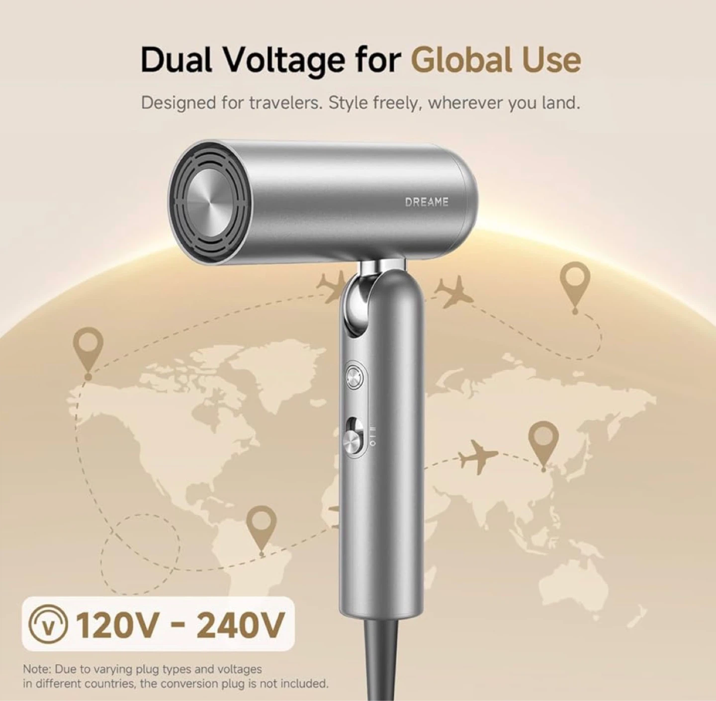 (New, read first) DREAME Pocket Pro Hair Dryer, Dual Voltage - photo 4