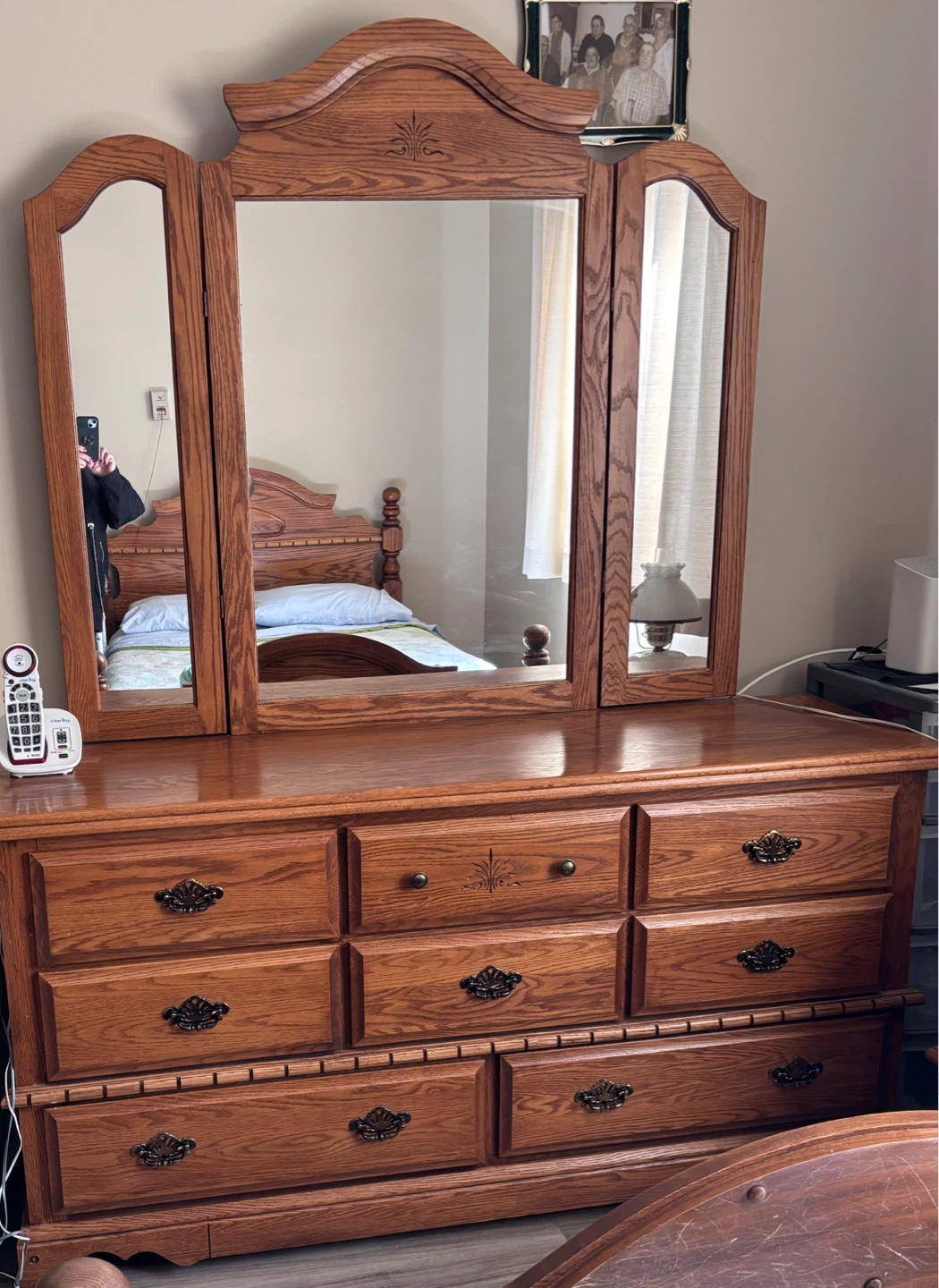 Oak Bedroom Set with Dresser, Nightstand, and Armoire - photo 4