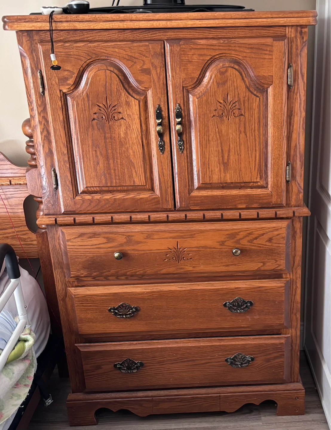 Oak Bedroom Set with Dresser, Nightstand, and Armoire - photo 2