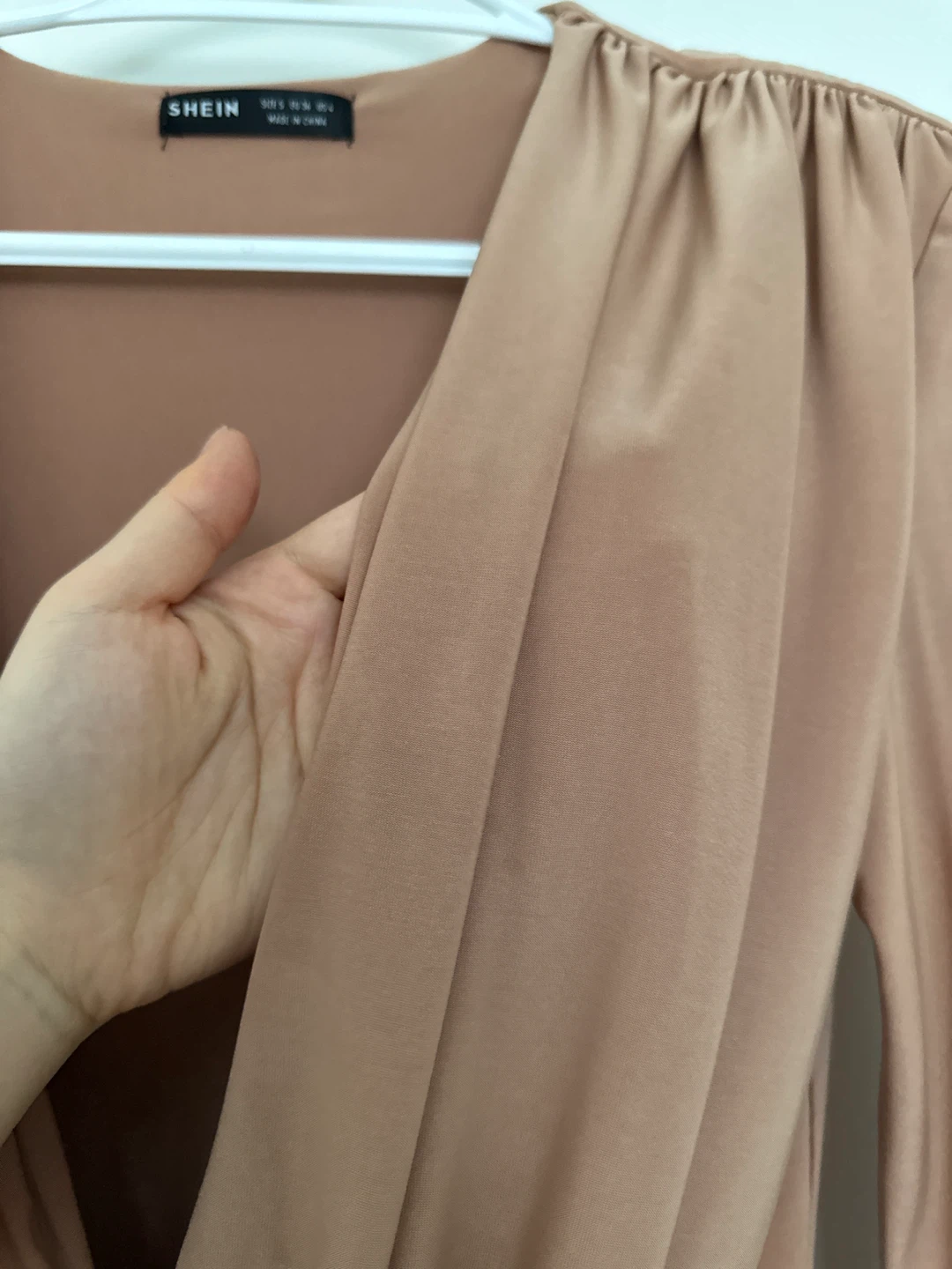 New Brown Ruched Plunge Long Sleeve Bodysuit - photo 2