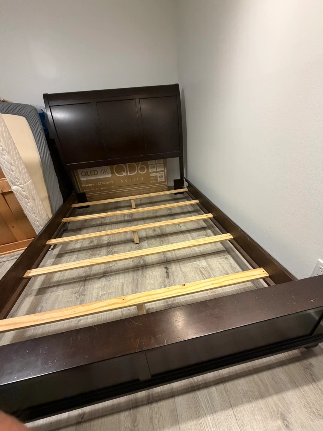 Dark Brown Wooden Queen Bed Frame - photo 2