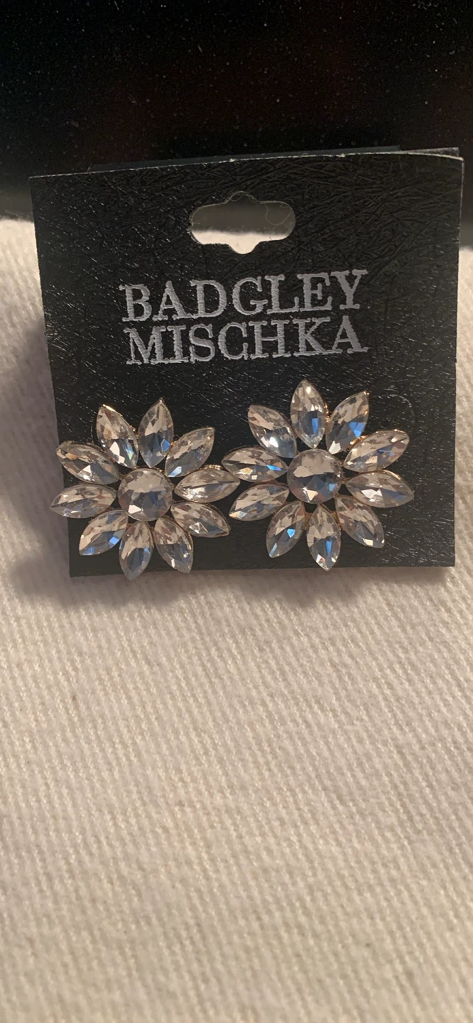 Badgley Mischka Crystal Flower Stud Earrings