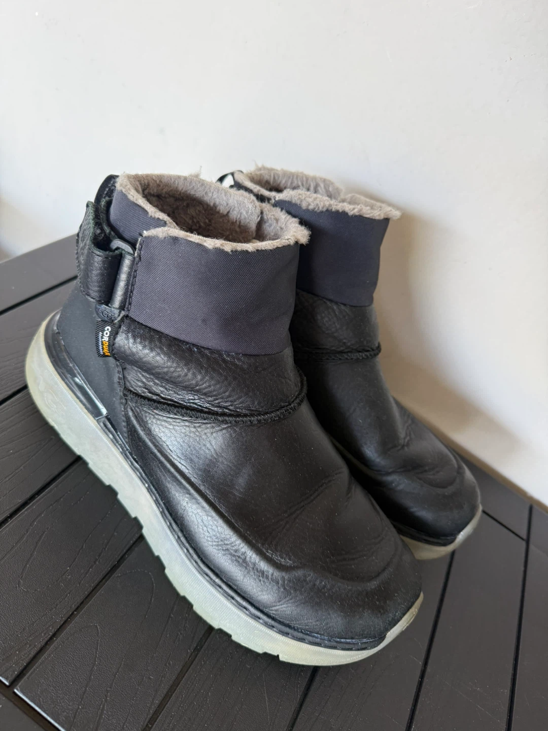 UGG Black Leather Winter Boots