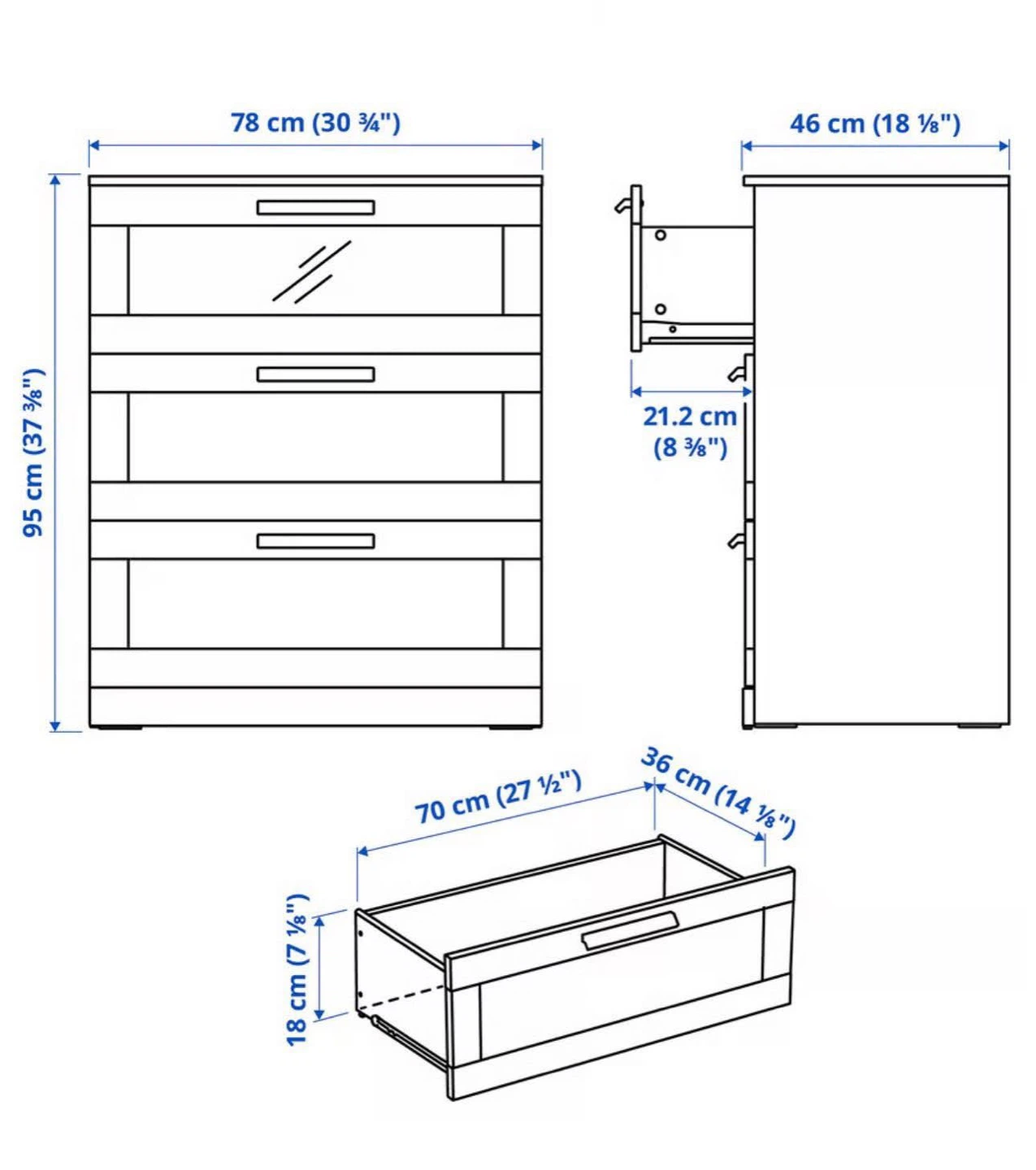 IKEA 3-drawer chest
