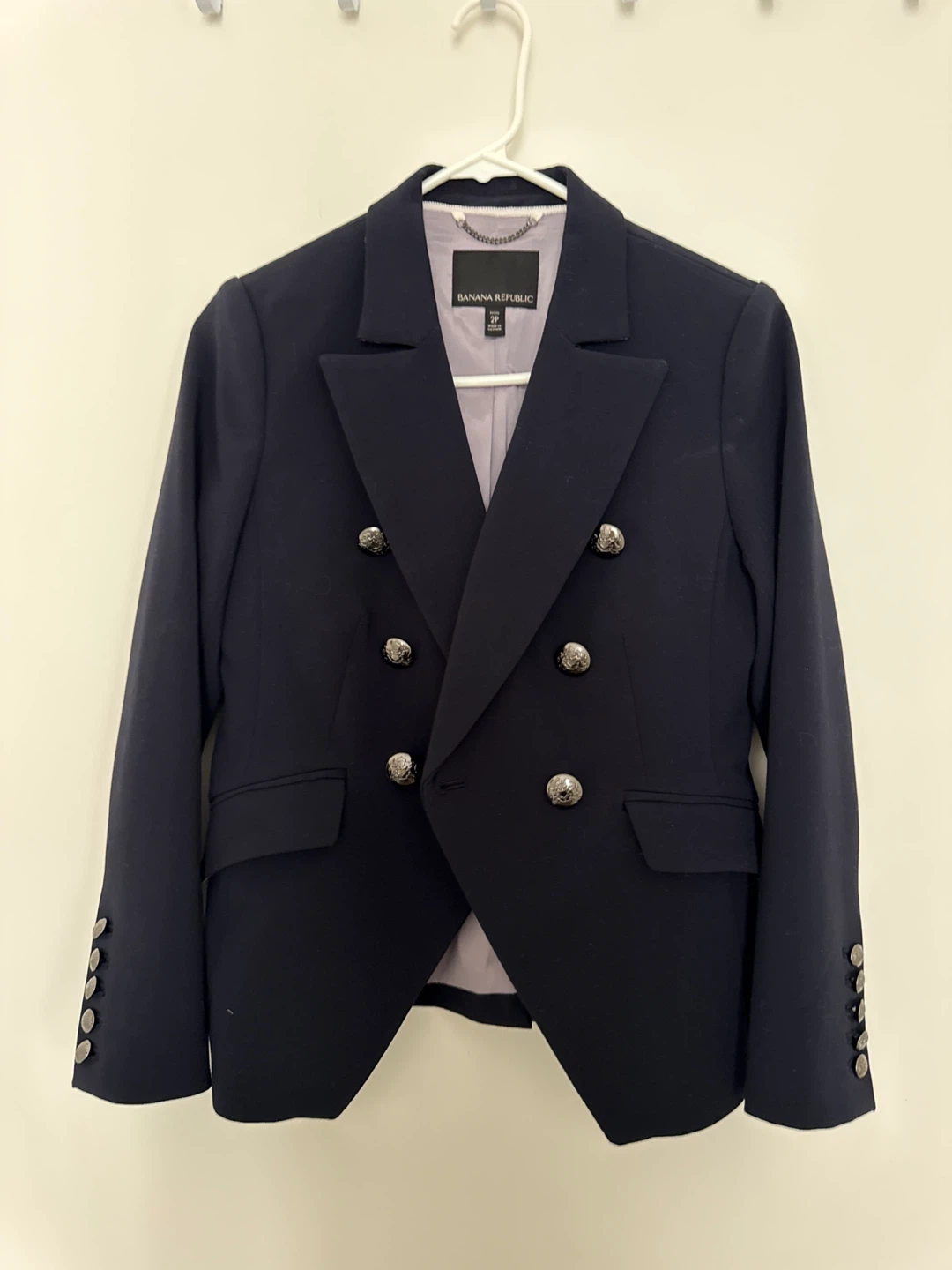 Banana Republic Navy Double-Breasted Blazer - Size 2P