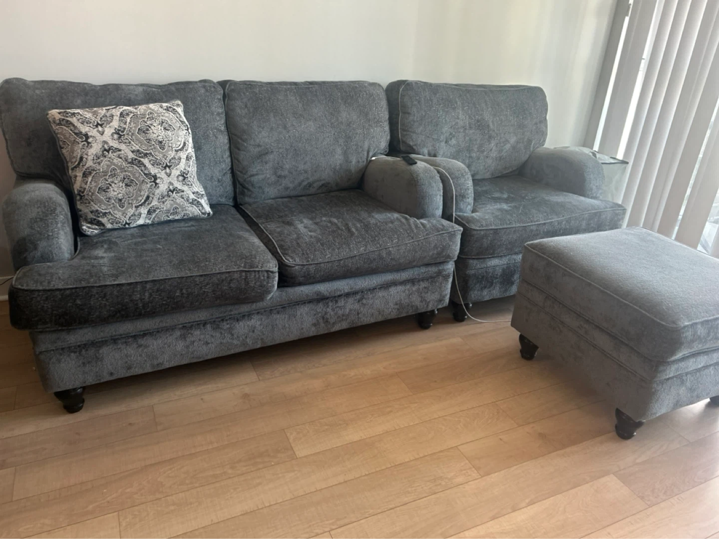 Grey Sofa and Ottoman Set