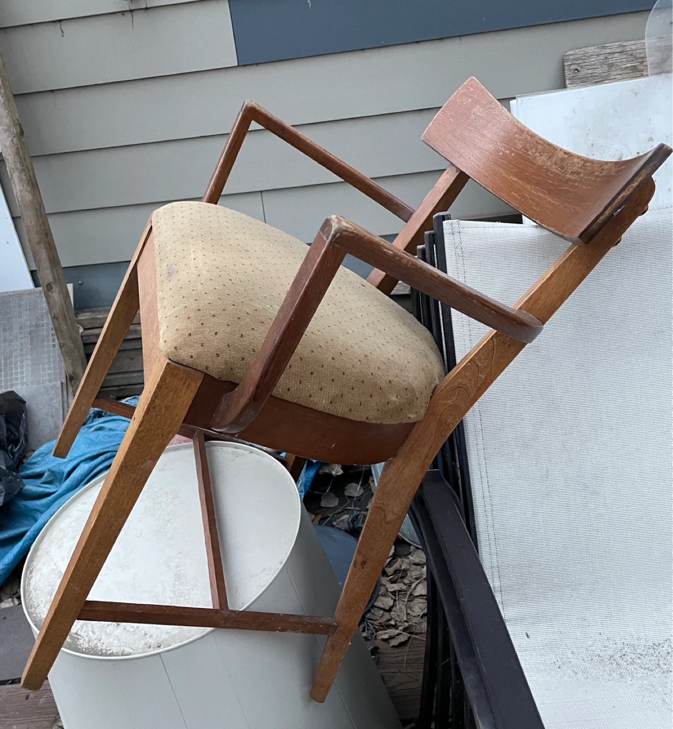 Wooden Armchair with Upholstered Seat