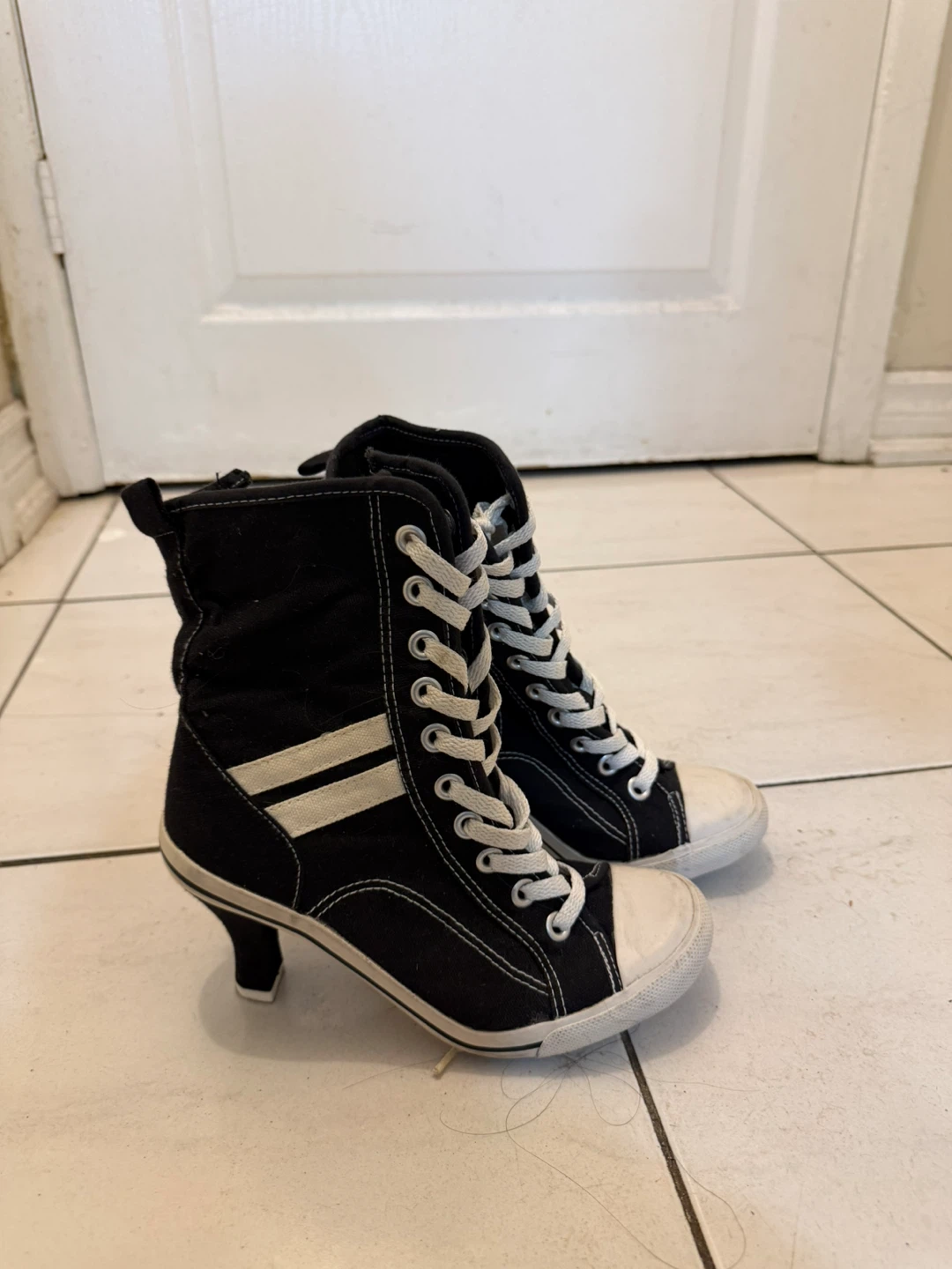 Black High Top Heeled Sneaker Boots