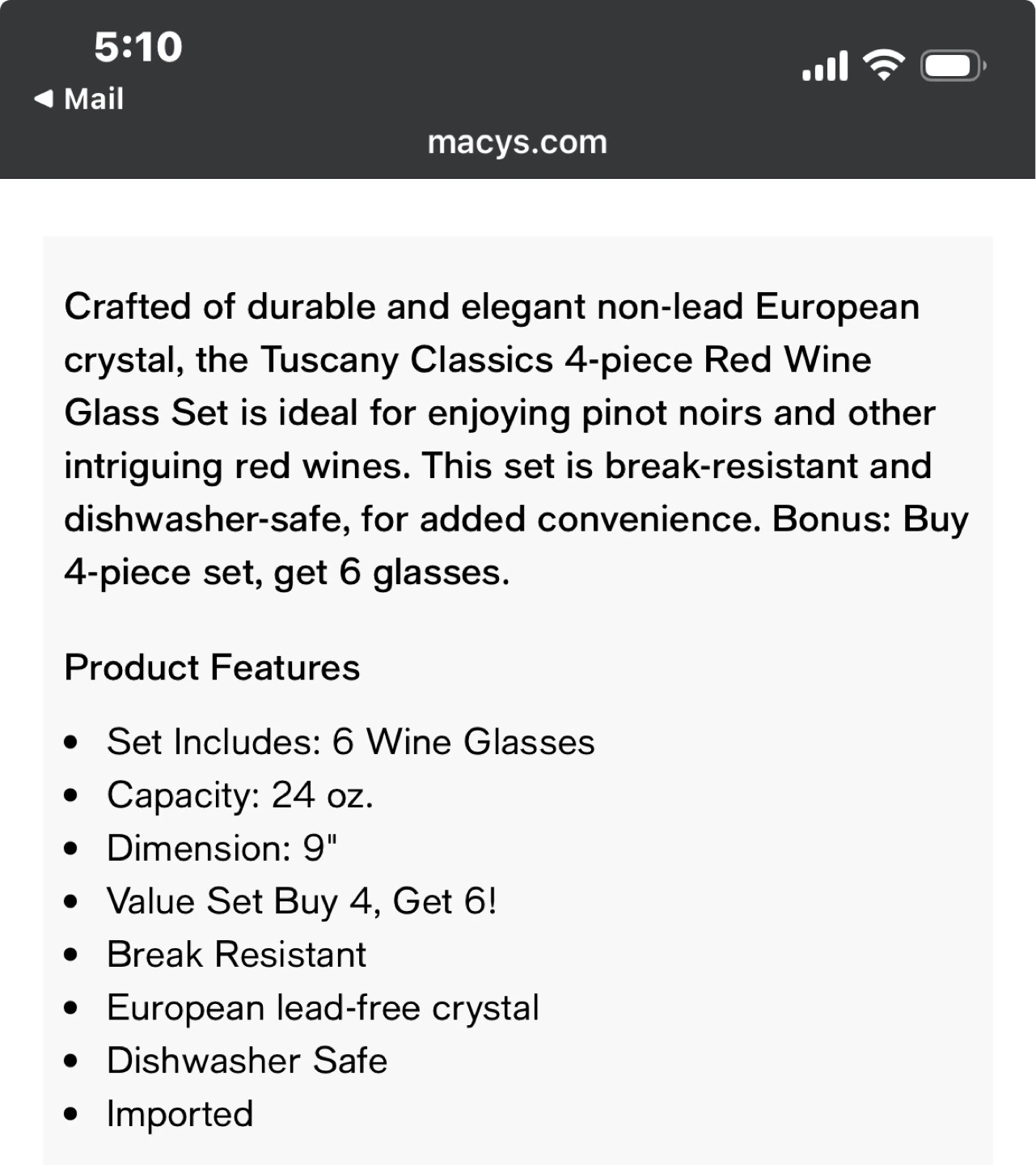 Red Wine Glasses 6 Piece - photo 2