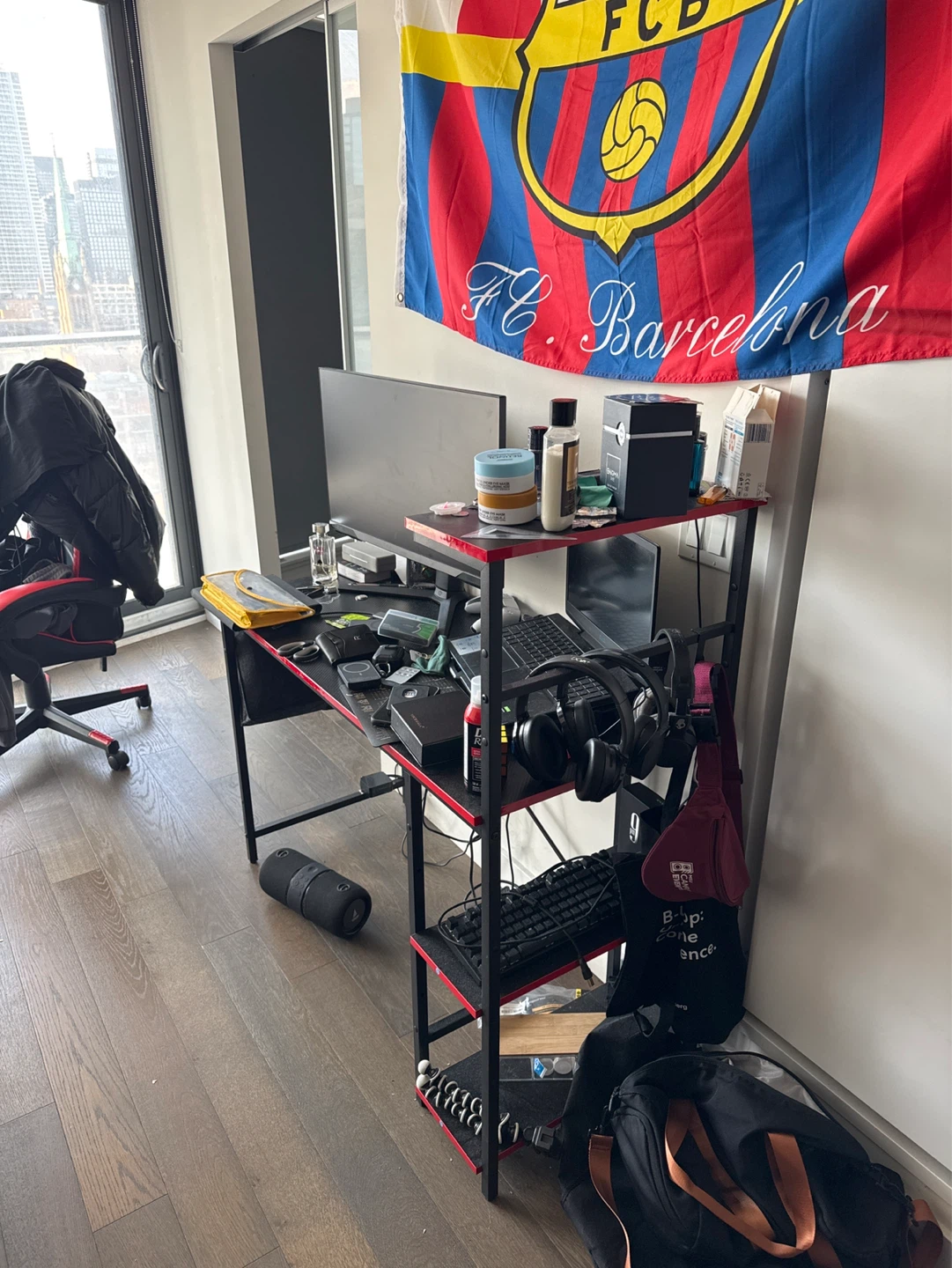 Bestier Gaming Desk with Shelves and Headphone Hook