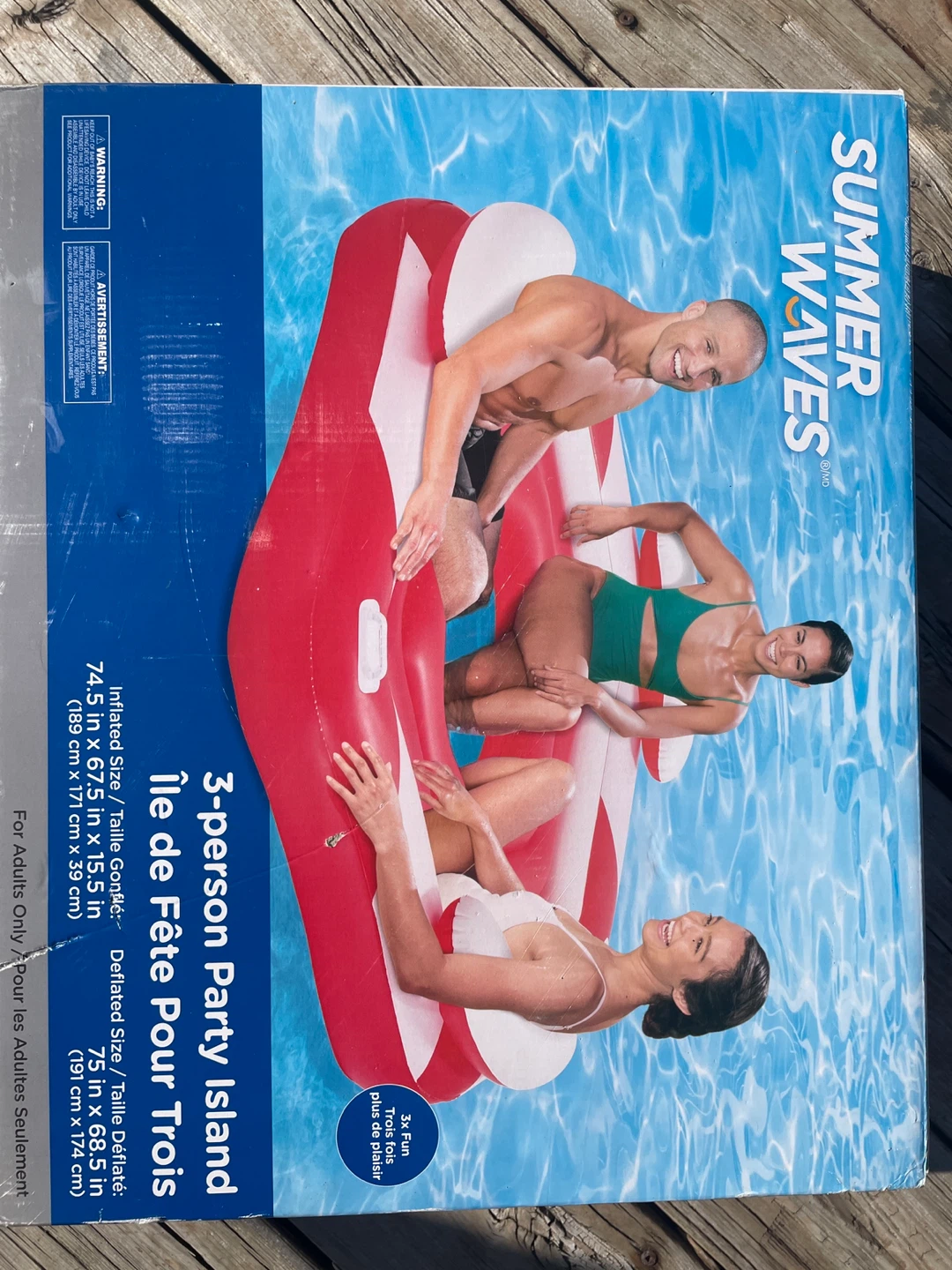 Summer Waves 3-Person Party Island Inflatable Float