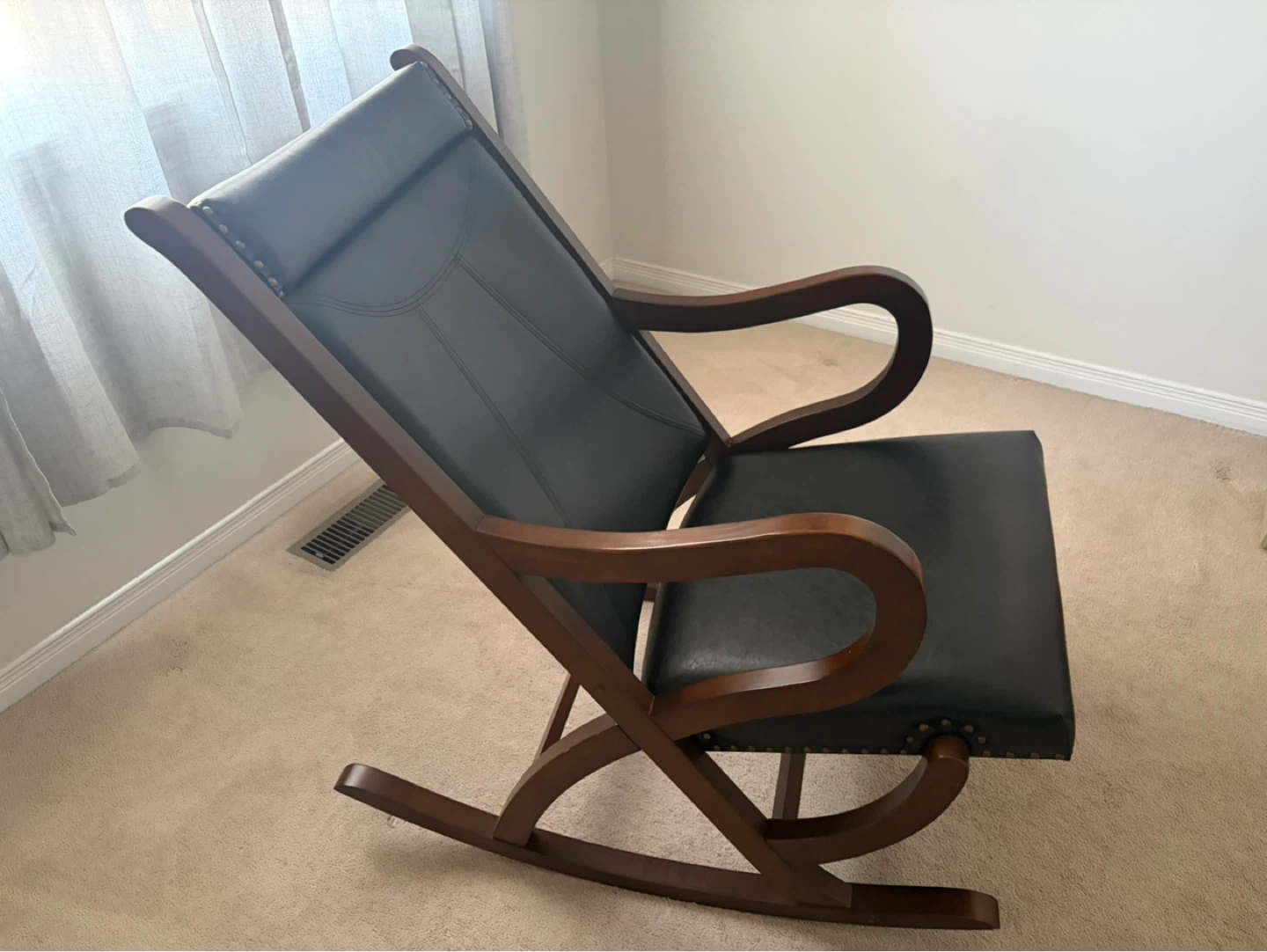 Black Faux Leather Rocking Chair