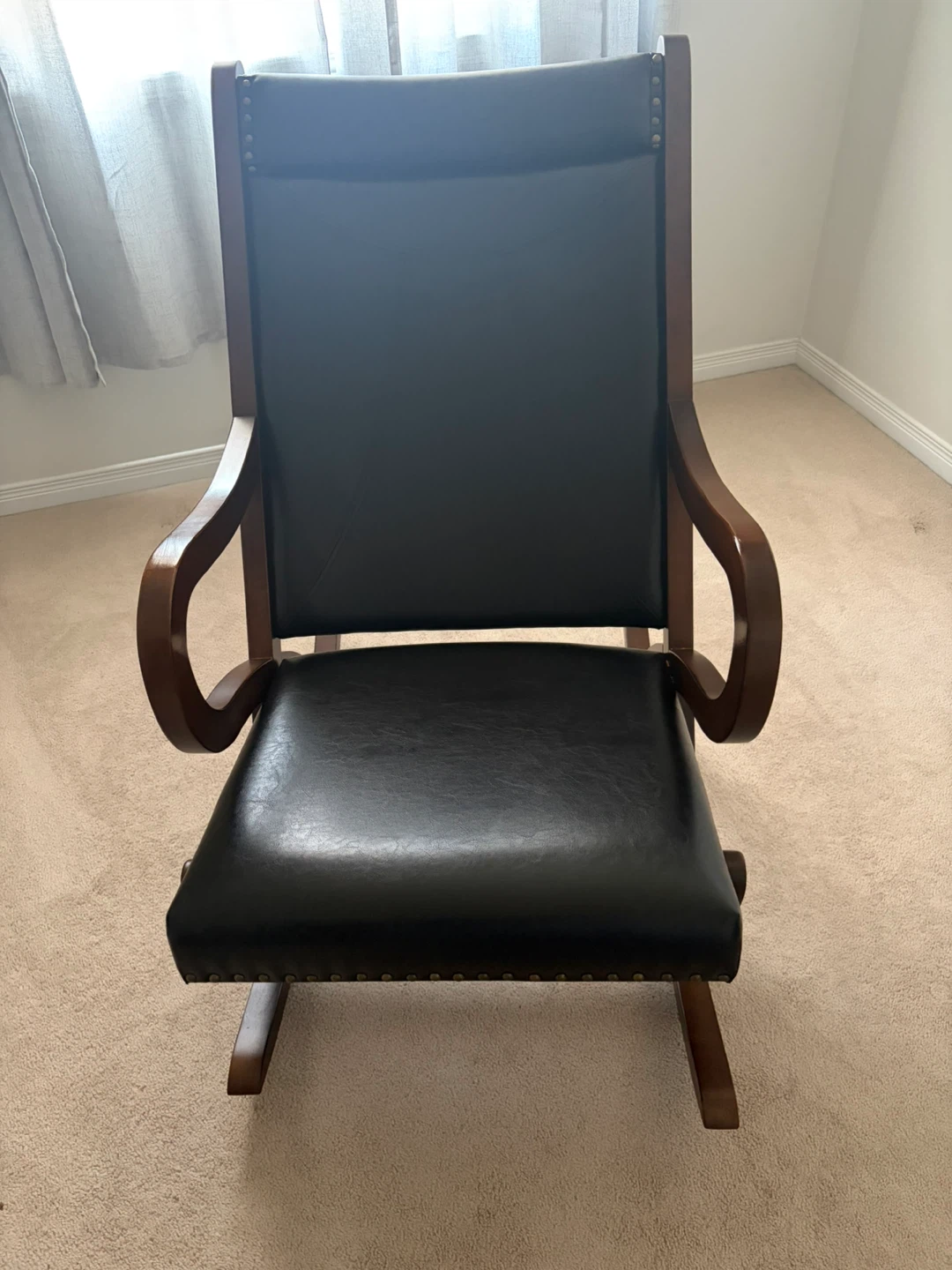 Black Faux Leather Rocking Chair - photo 2