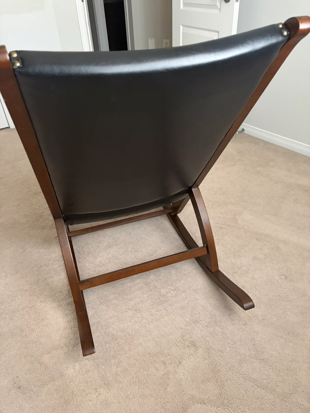 Black Faux Leather Rocking Chair - photo 3