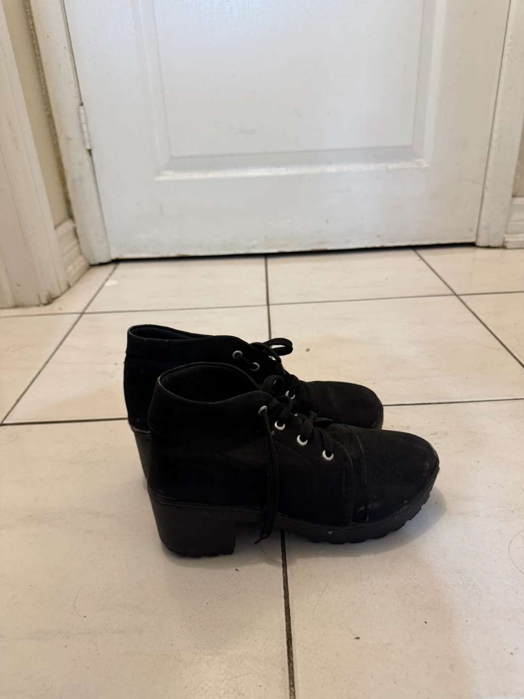 Black Lace-Up Ankle Boots