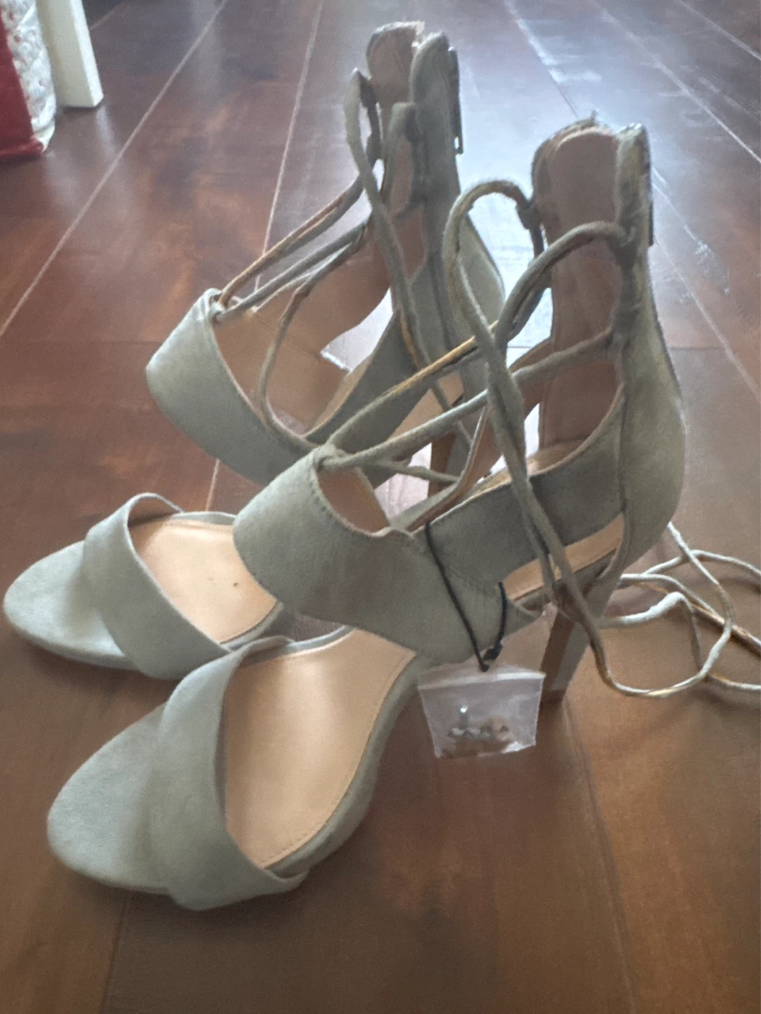 Zara Trafaluc Grey Suede Lace-Up Heels - Size 38 - photo 2