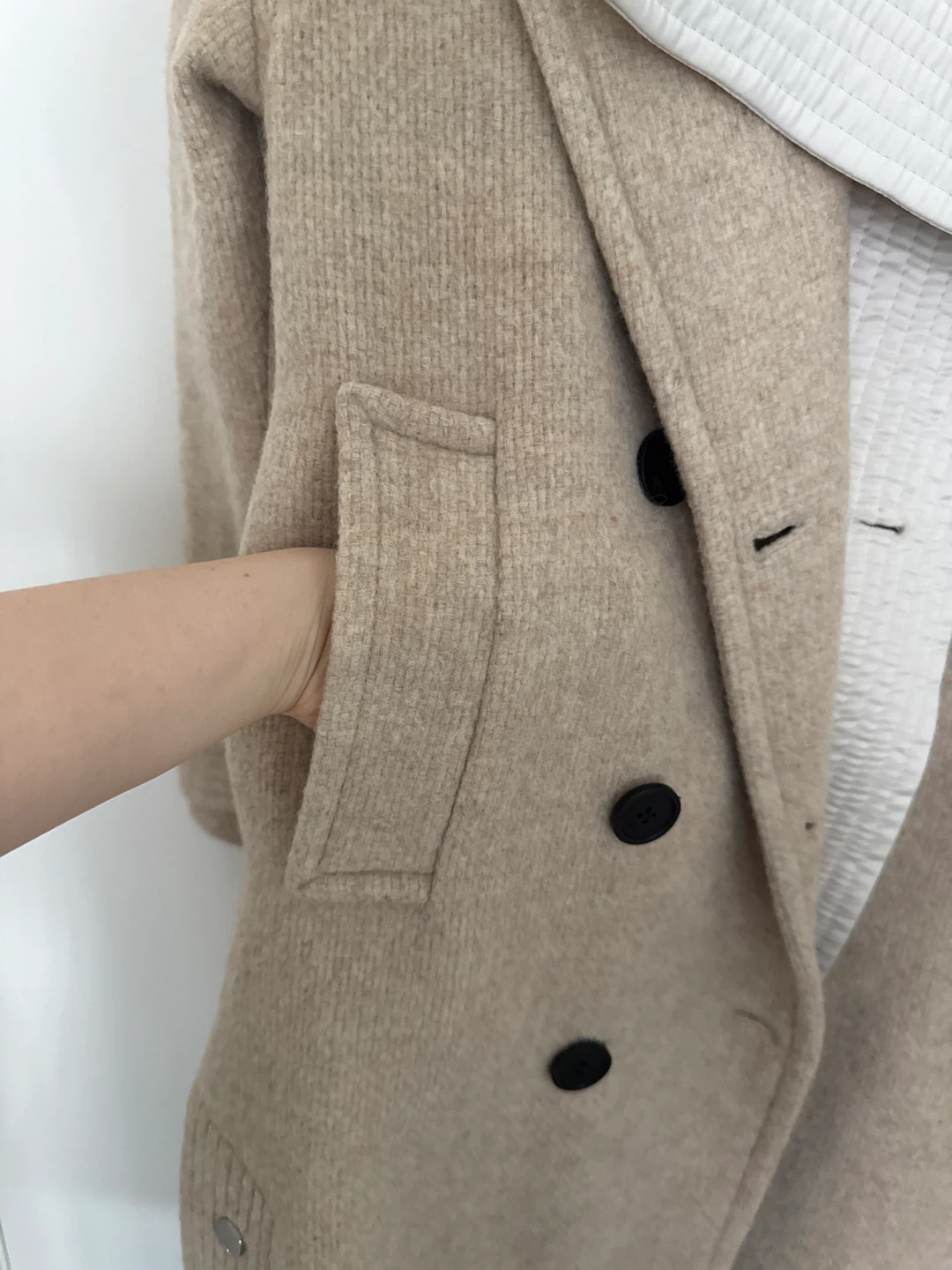 KARL LAGERFELD Beige Wool Blend Double-Breasted Coat - photo 2